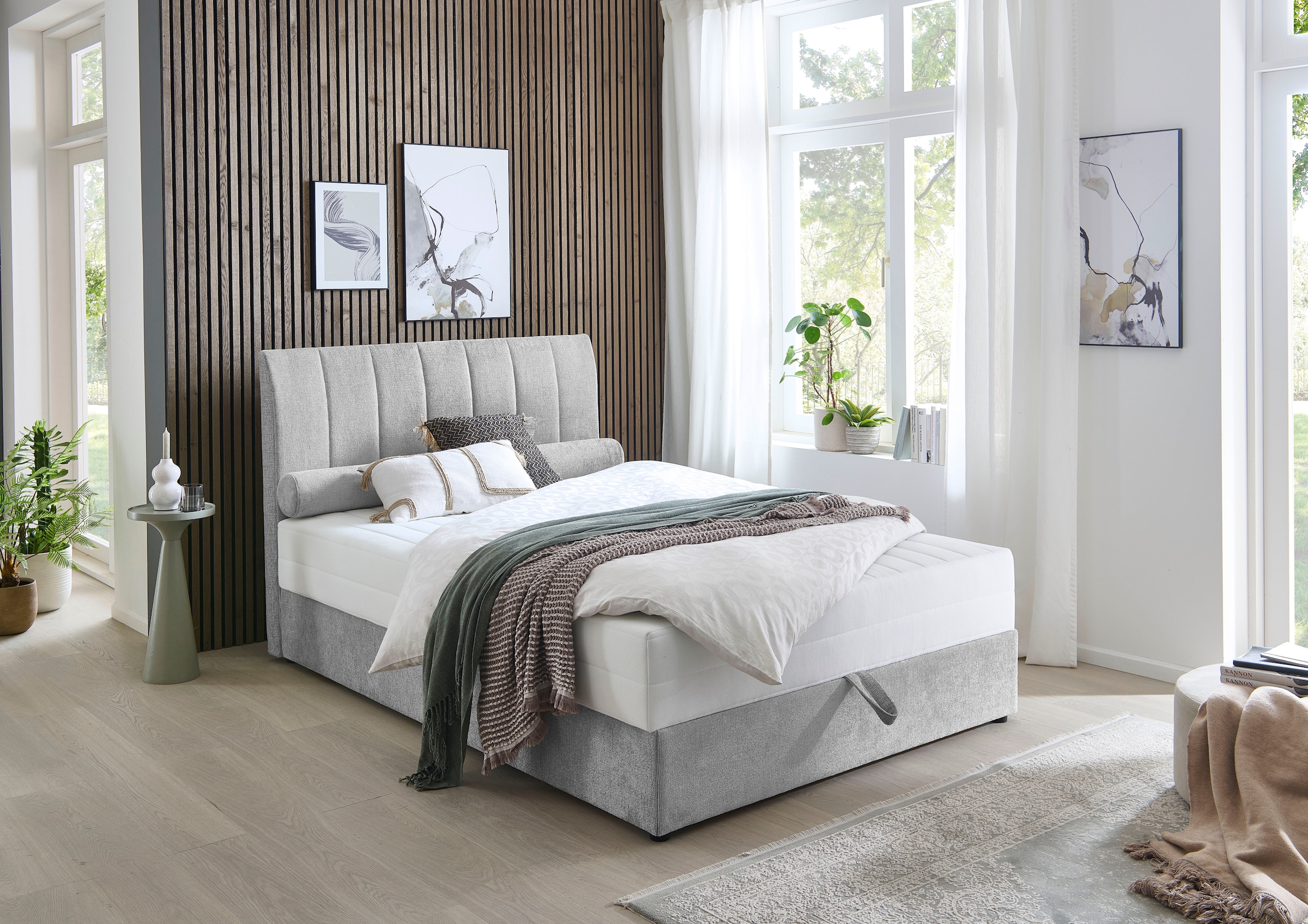 ATLANTIC home collection Boxbett »ALISIA« mit Taschenfederkern, Bettkasten und Kissenrolle im Originalbezug