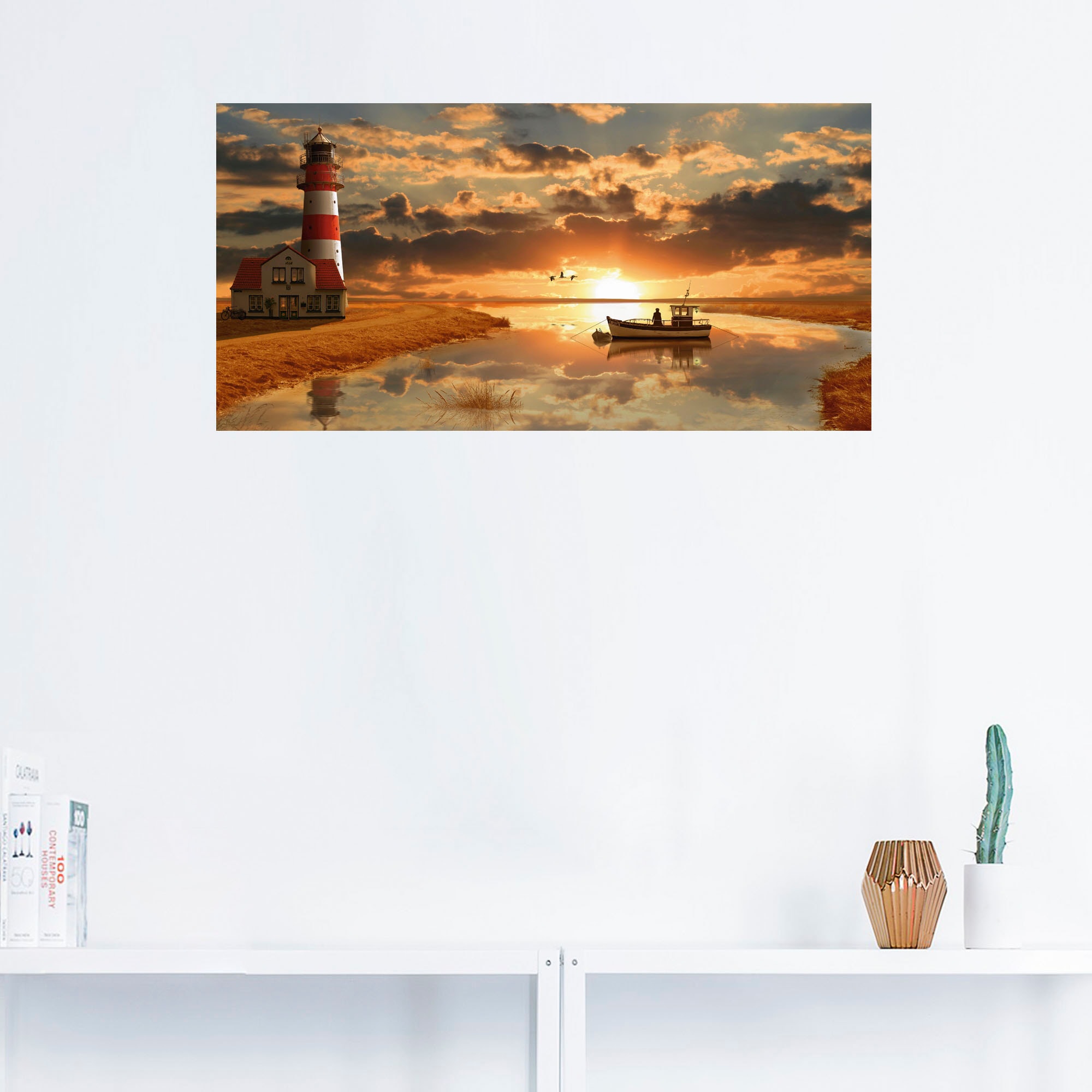 Artland Wandbild »Maritime Idylle beim Leuchtturm«, Gebäude, (1 St.), als  Leinwandbild, Wandaufkleber oder Poster in versch. Grössen kaufen | Leinwandbilder