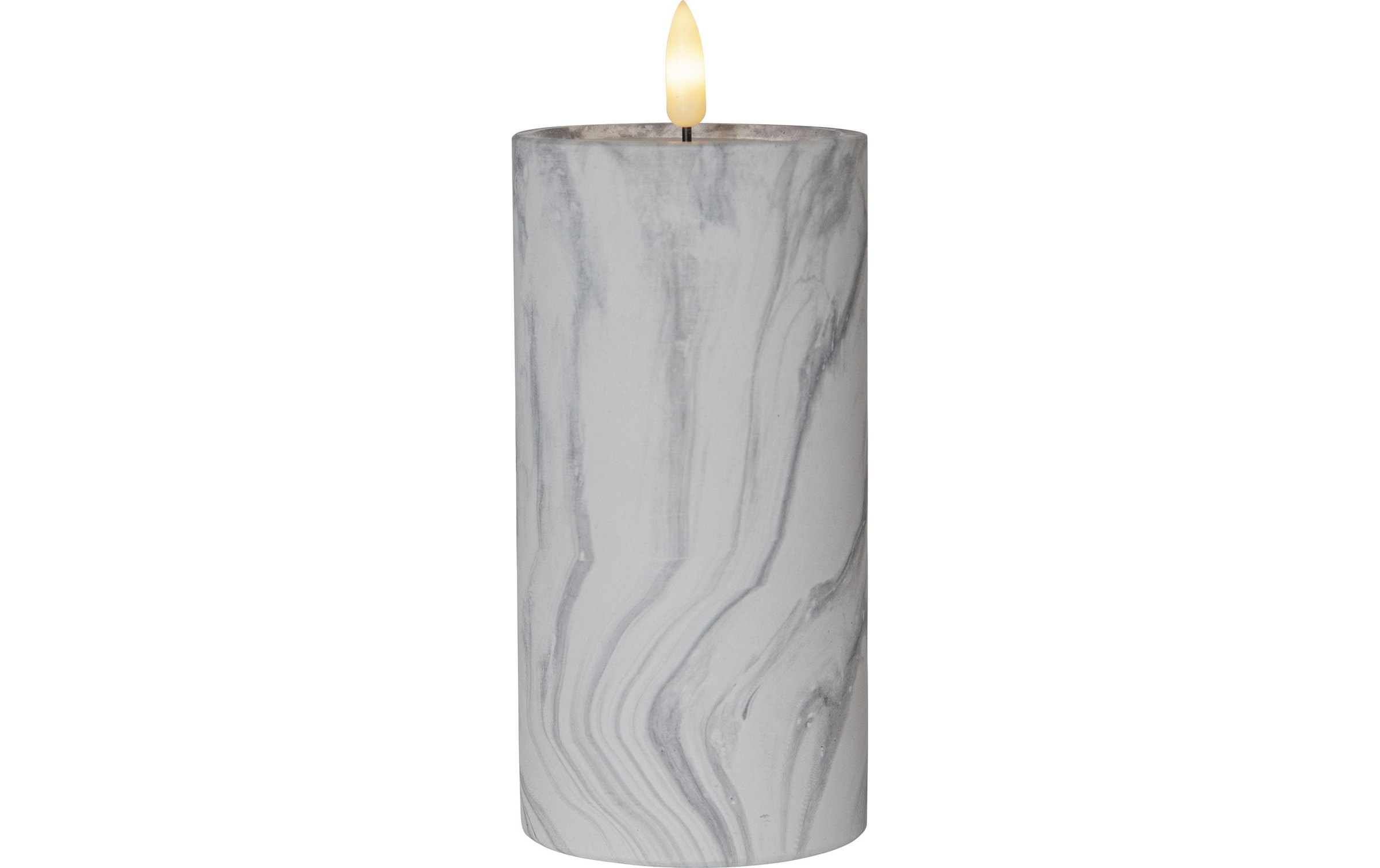 LED-Kerze »Pillar Flamme Marble Ø 75 x 175 cm Grau«