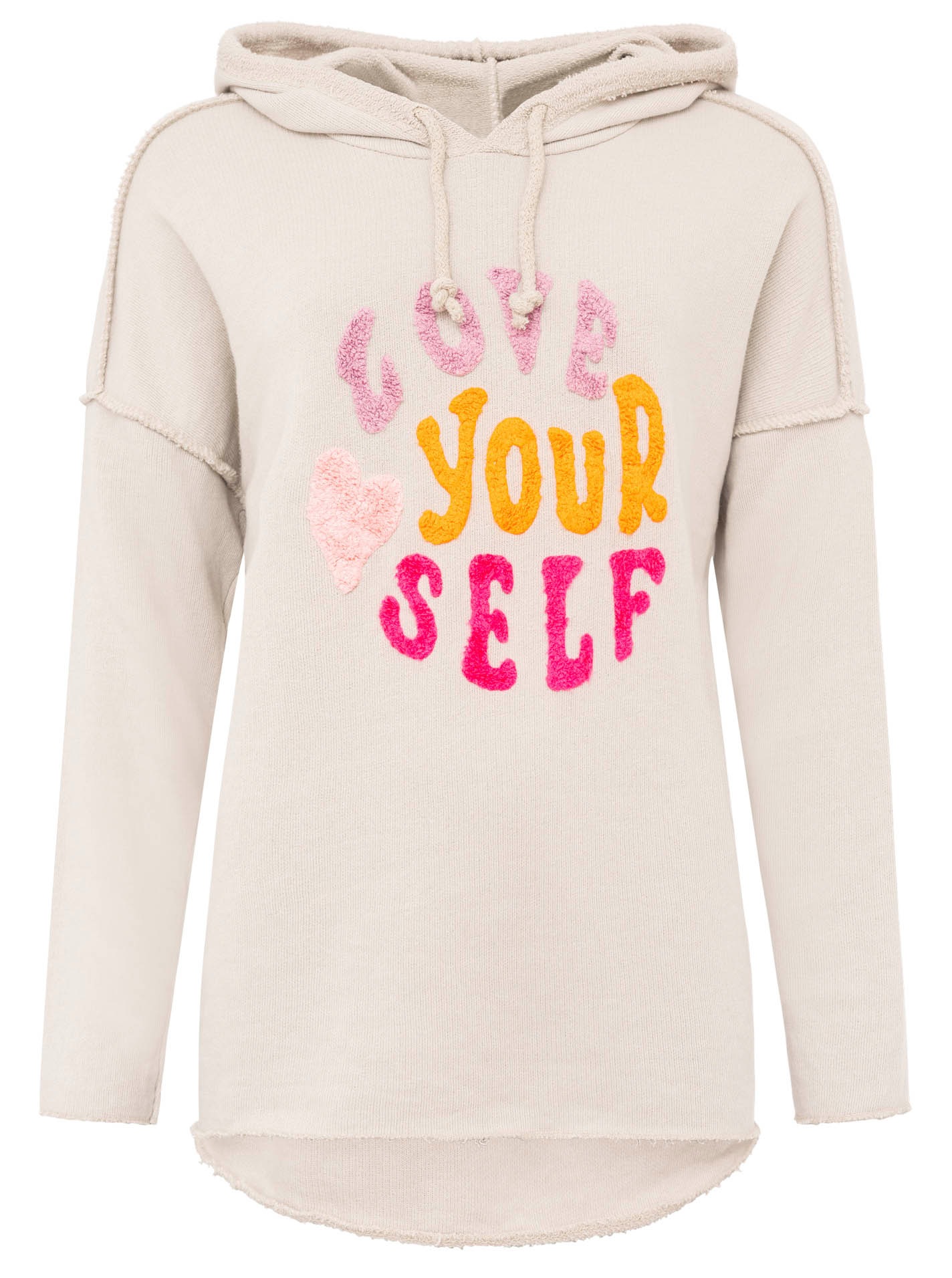 Zwillingsherz Hoodie »"Love Yourself"«, mit Kapuze und Flockprint in frischen Farben