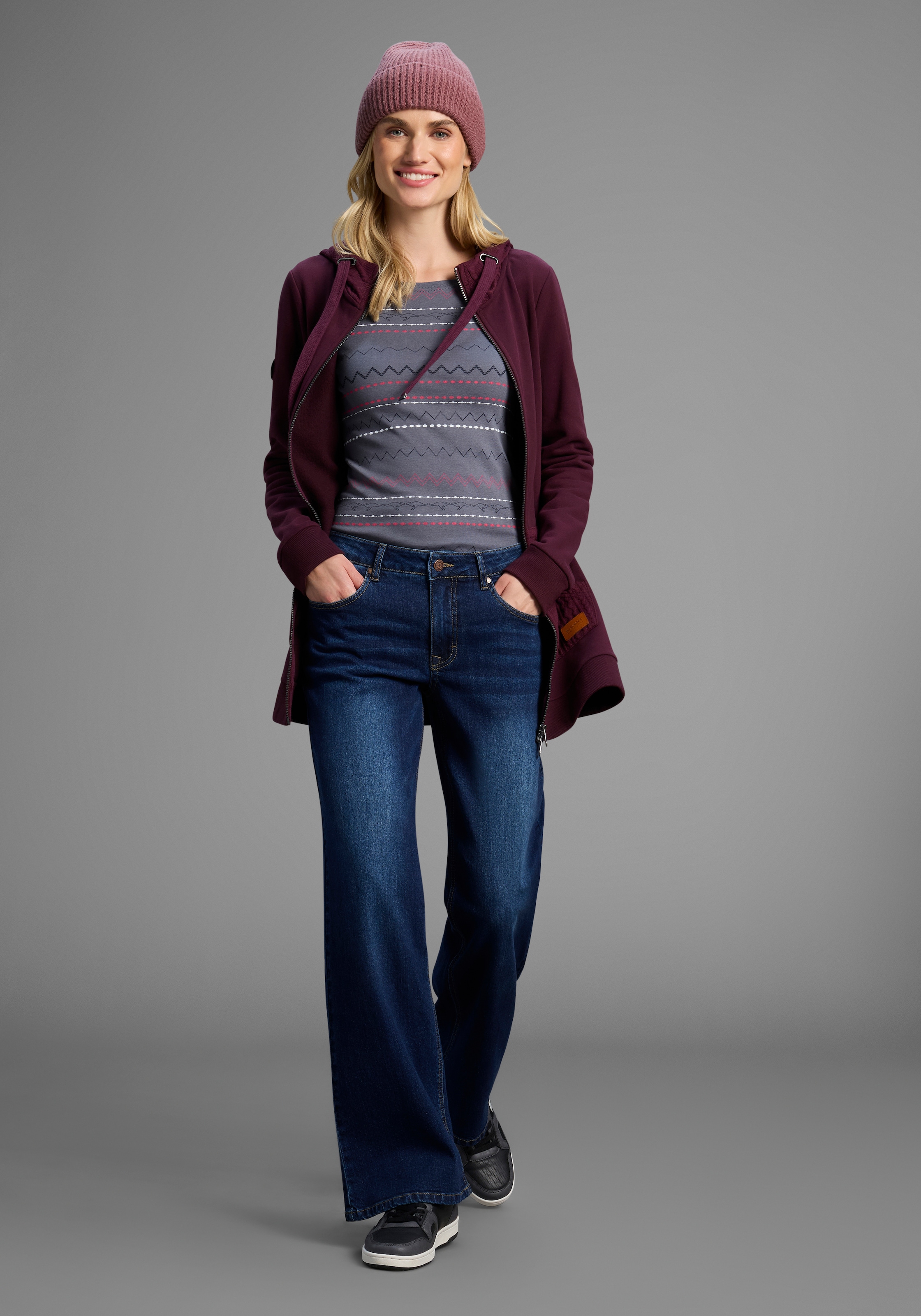 KangaROOS Kapuzensweatjacke mit Zopfmusterdetails