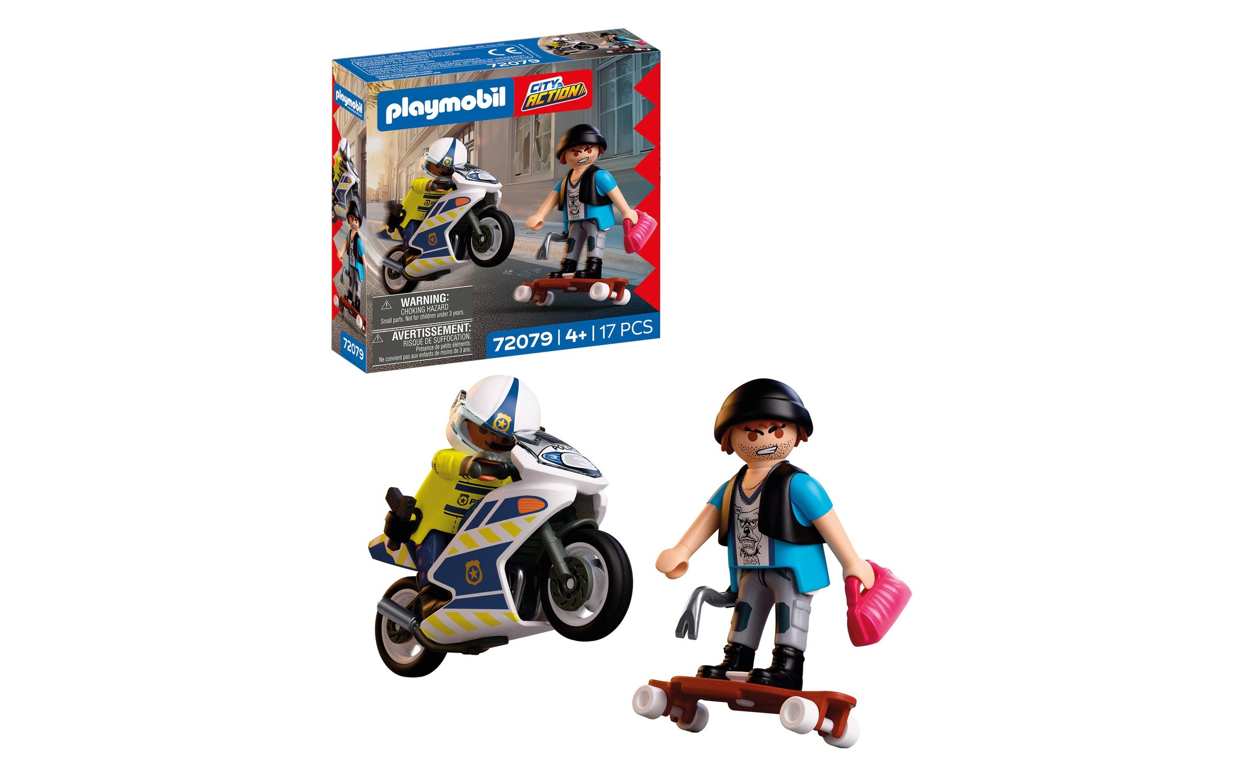 Playmobil® Jeu de construction »Verfolgungsjagd mit Motorrad (72079), City Action« Made in Europe