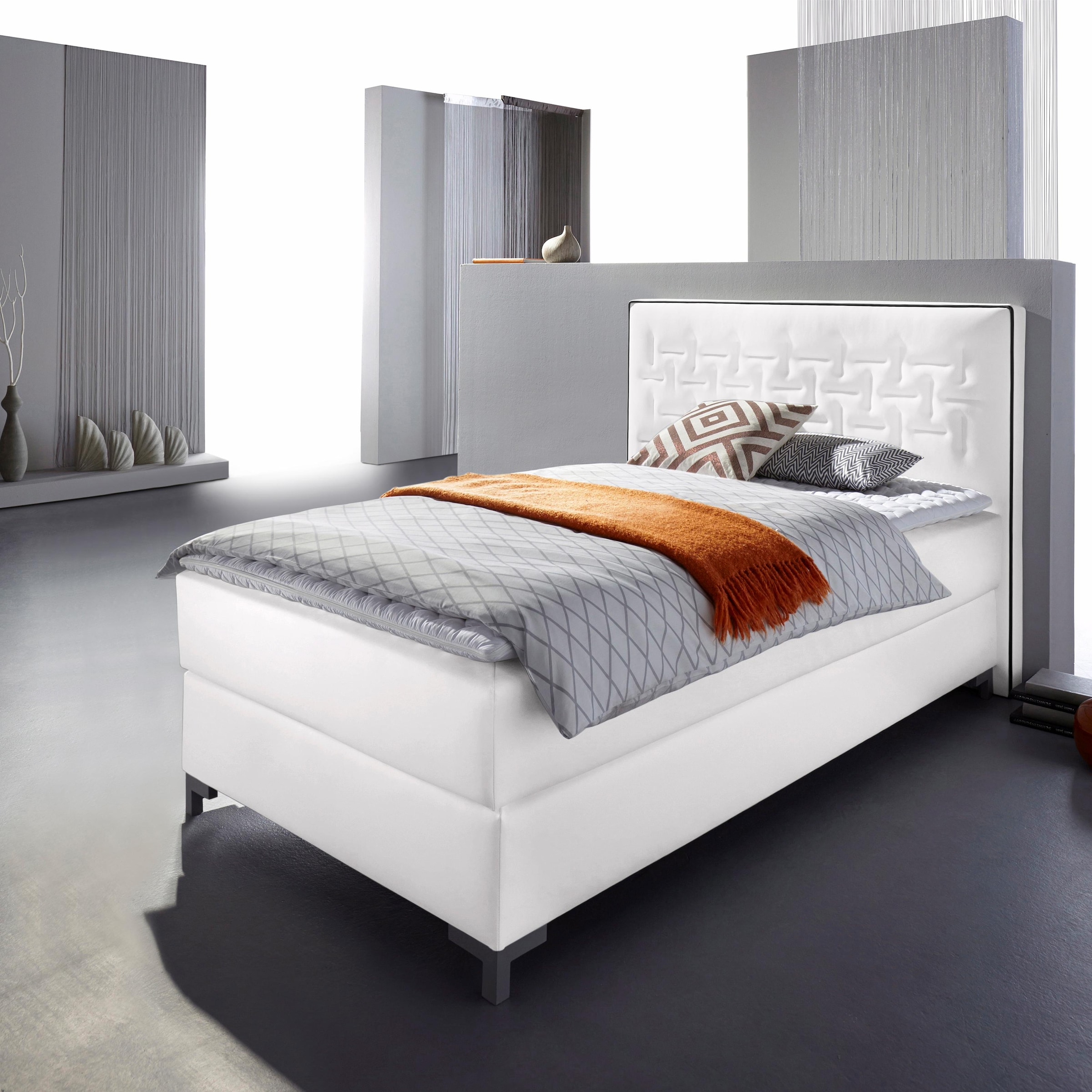 Home affaire Boxspringbett »Coos« mit besonderer Steppung im Kopfteil, 3 Matratzenarten, 2 Härtegrade