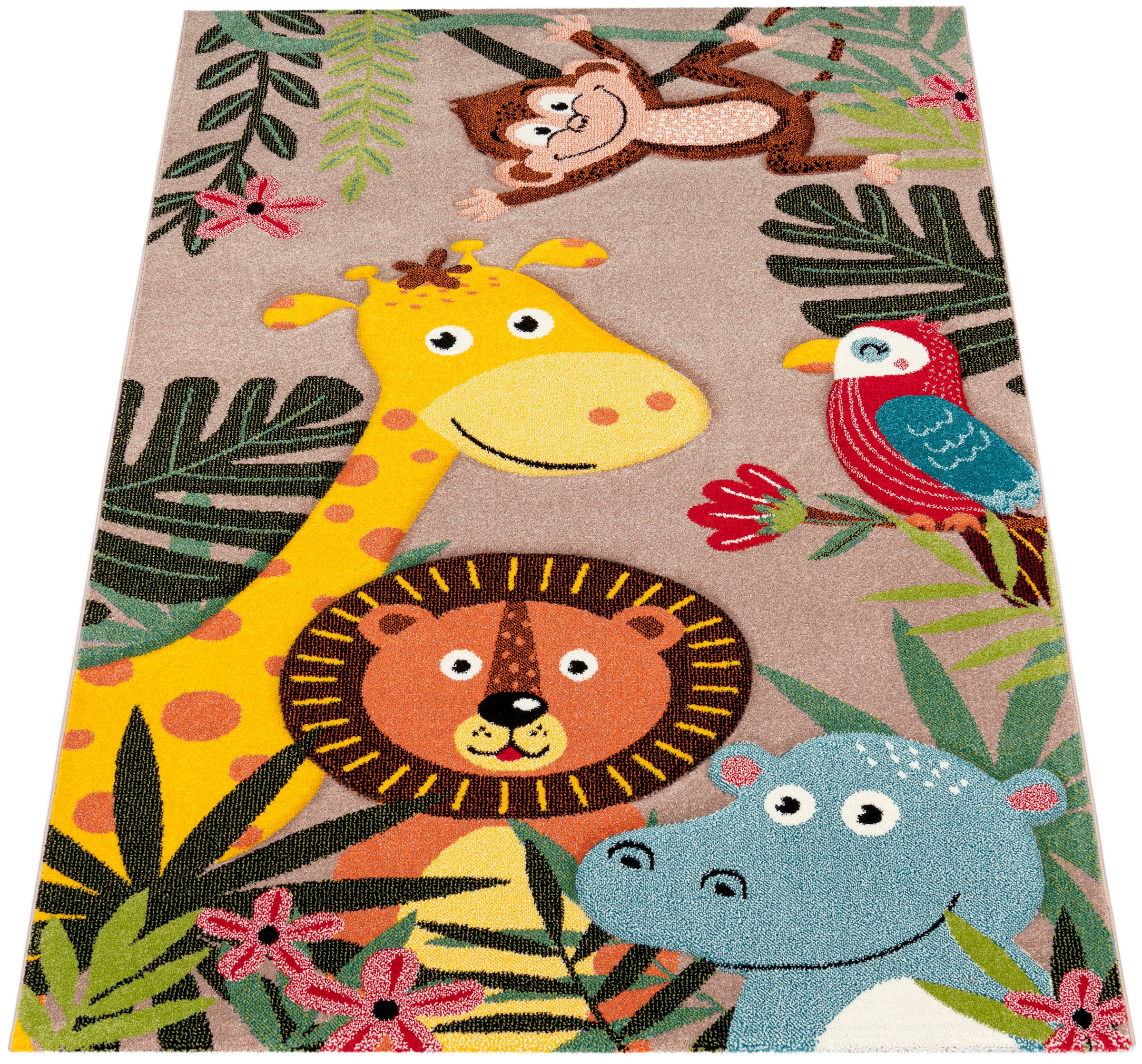 Image of Paco Home Kinderteppich "Diamond 650" rechteckig 16 mm Höhe Spielteppich, 3D-Design, niedliches buntes Tier Motiv, Kinderzimmer