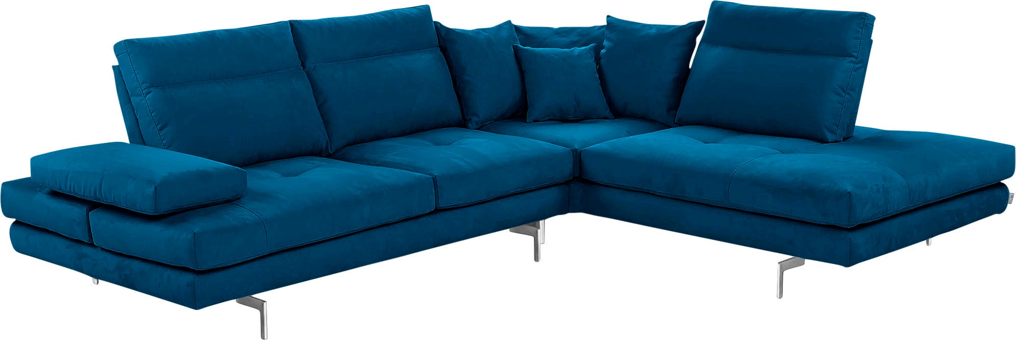 Image of CALIA ITALIA Ecksofa "Toby Wing, B/T: 288/232 cm, Designsofa mit hohem Sitzkomfort, L-Form" Sitztiefenverstell.,wahlw. mit Kissen-Set, Füsse chrom glänzend