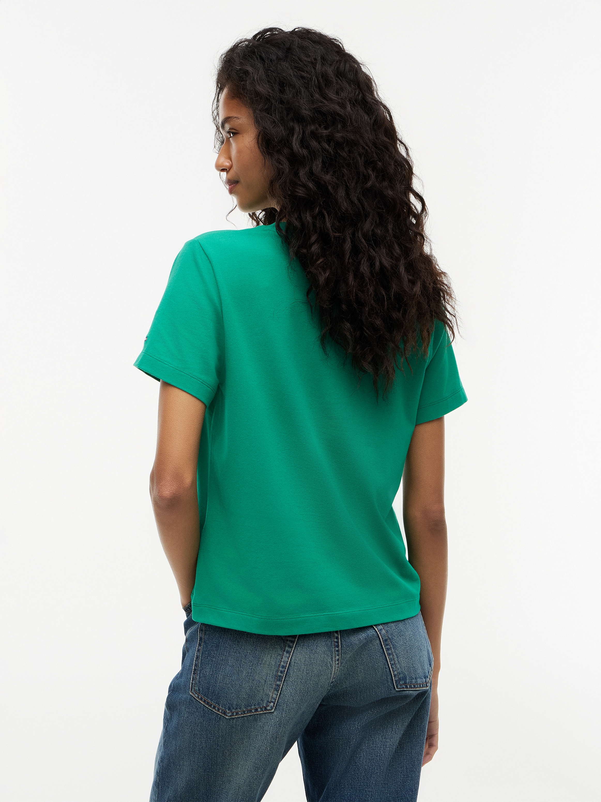 Tommy Hilfiger Kurzarmshirt »TH SCRIPT REG C-NK SS TEE« Baumwollmischung, regular fit