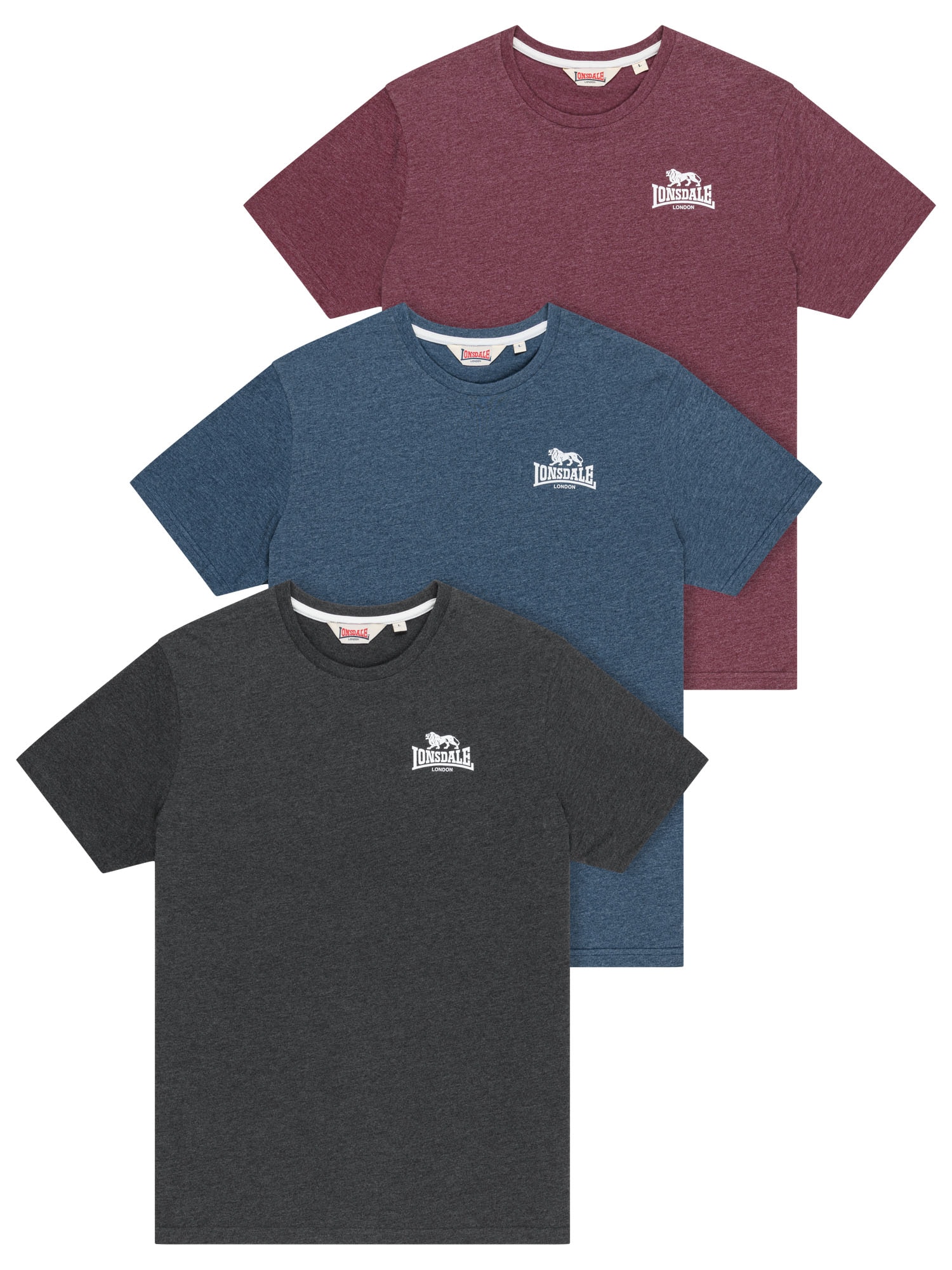 Image of Lonsdale T-Shirt "HARLINGTON" 3 3er-Pack, Kurzarm, mit Rundhalsausschnitt, aus Baumwolle und Viskose