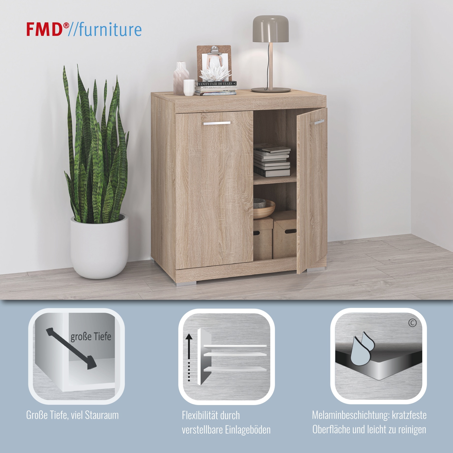 FMD Commode »Bristol« In unterschiedlichen Tiefen, mit verstellbaren Böden