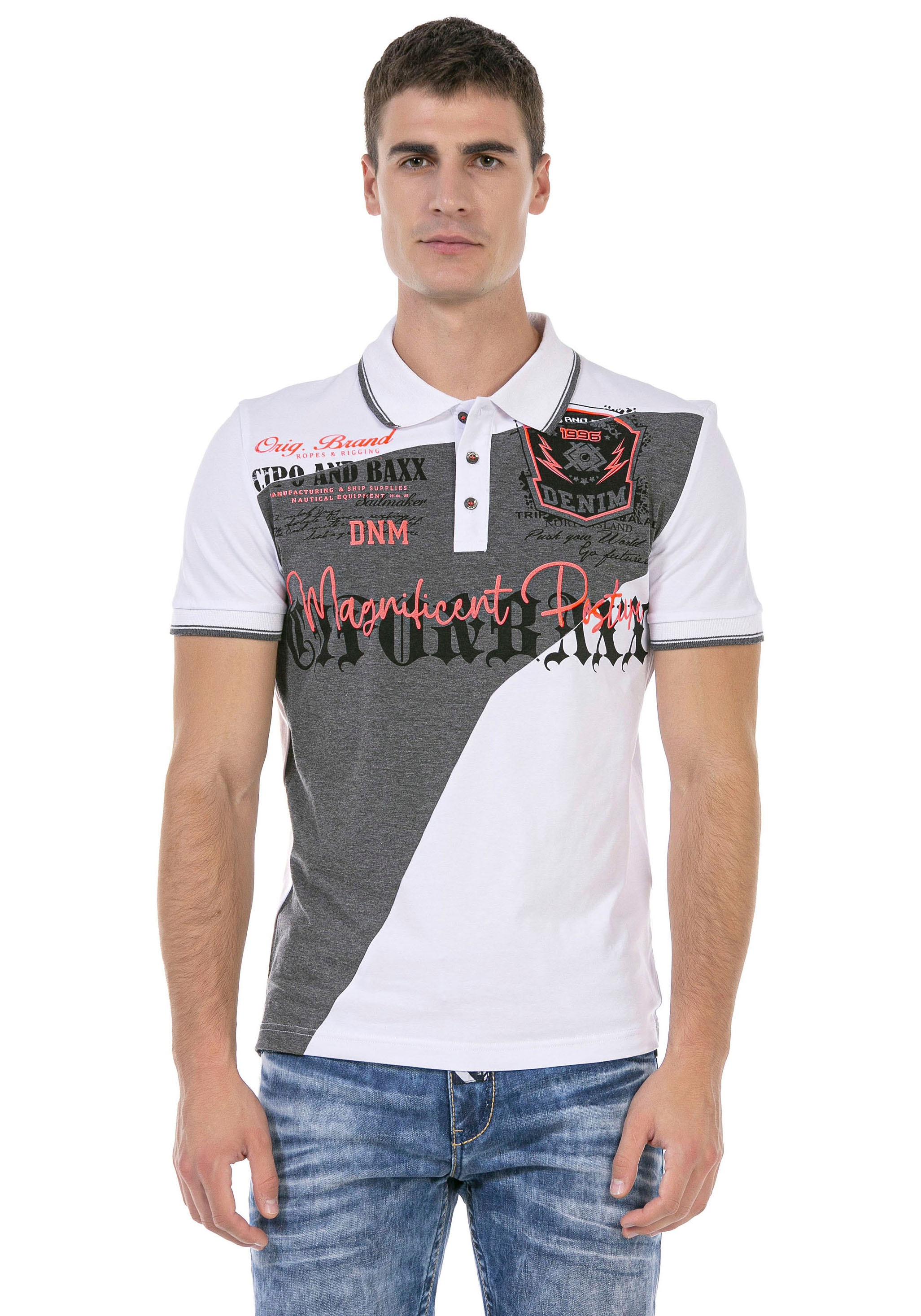 Image of Cipo & Baxx Poloshirt, mit diagonalem Einsatz bei Ackermann Versand Schweiz