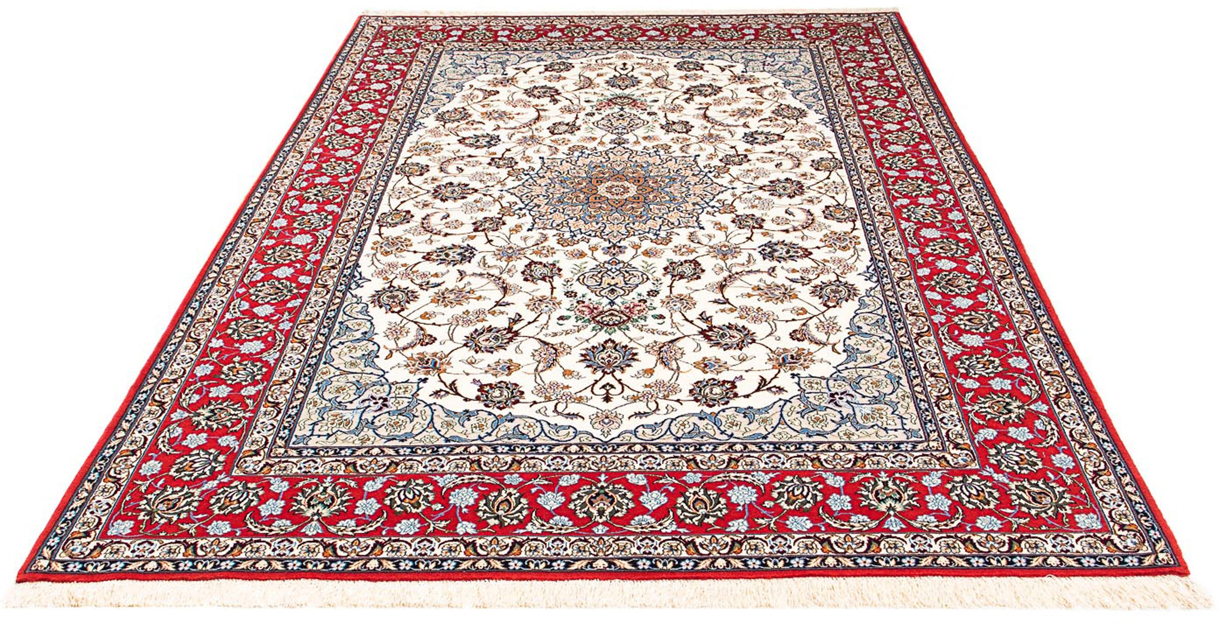 Image of morgenland Orientteppich »Perser - Isfahan - Premium - 238 x 158 cm - beige«, rechteckig, 6 mm Höhe, Wohnzimmer, Handgeknüpft, Einzelstück mit Zertifikat bei Ackermann Versand Schweiz