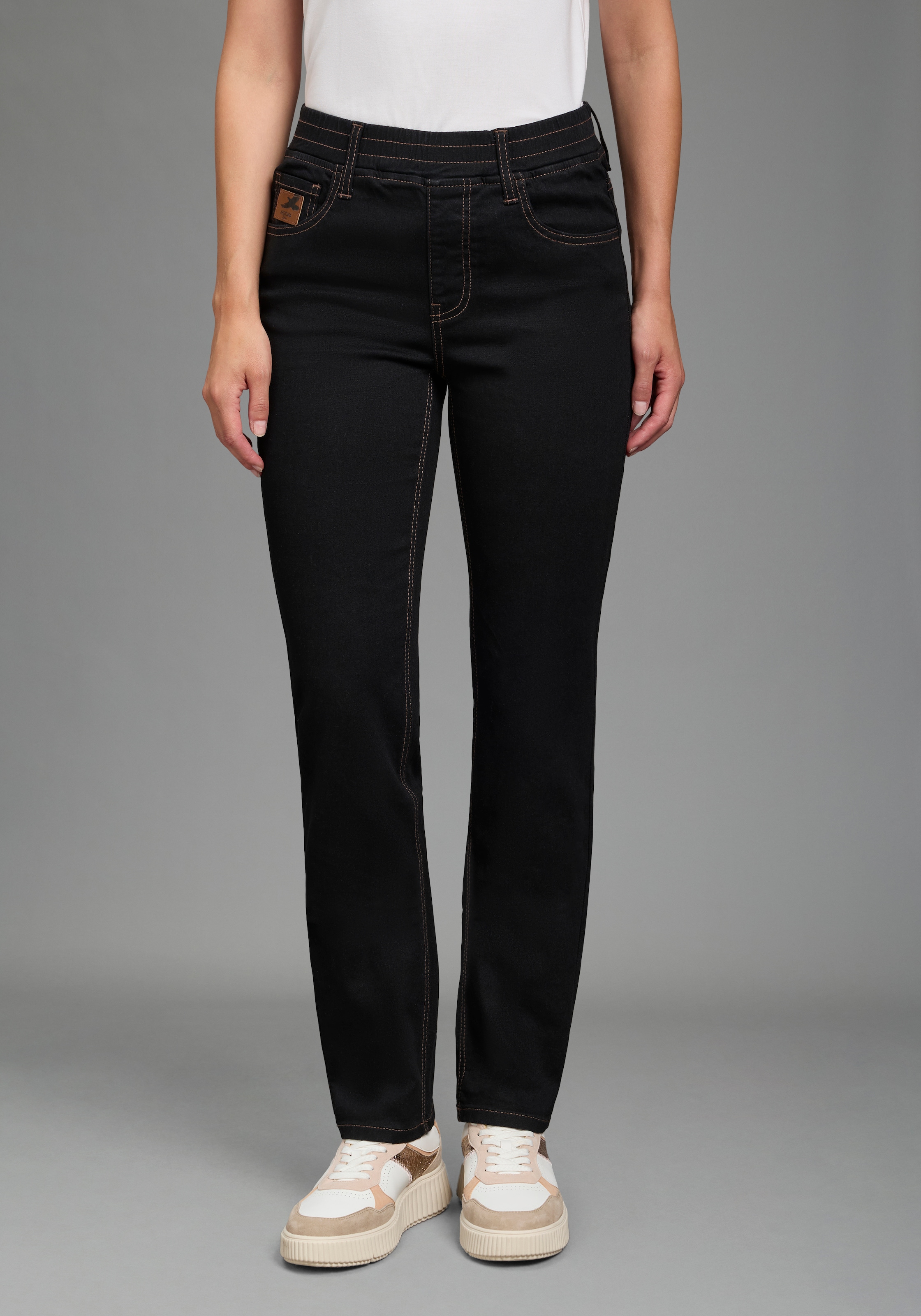 Image of Arizona Relax-fit-Jeans "mit Schlupfbund" mit weitem Beinverlauf, in elastischer Denim/Jeans-Qualität
