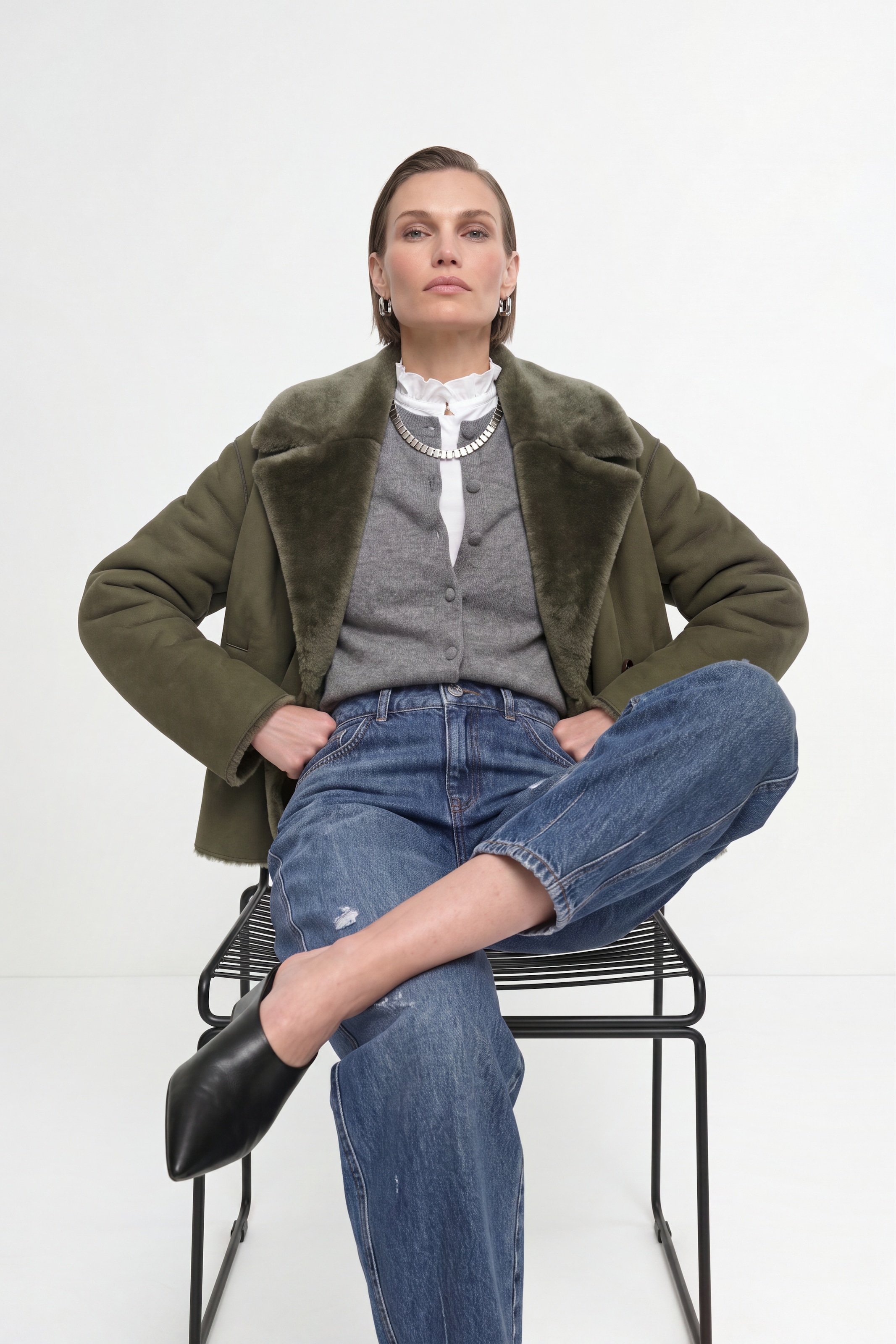 RICHROYAL Fellimitatjacke ohne Kapuze Regular fit mit Reverskragen