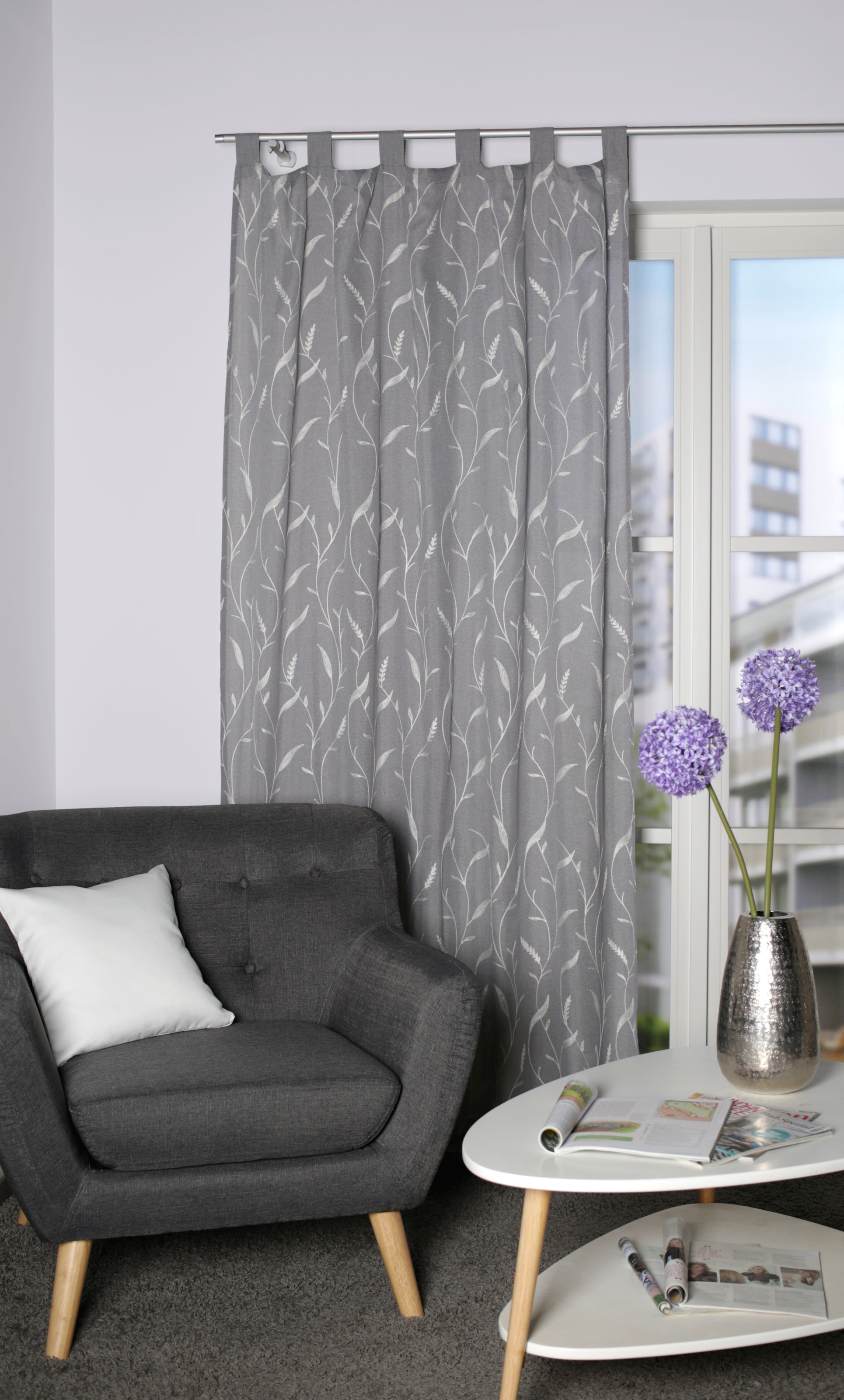 Image of HOME WOHNIDEEN Vorhang "THEES" Schlaufen 1 Stk. tlg. bestickt