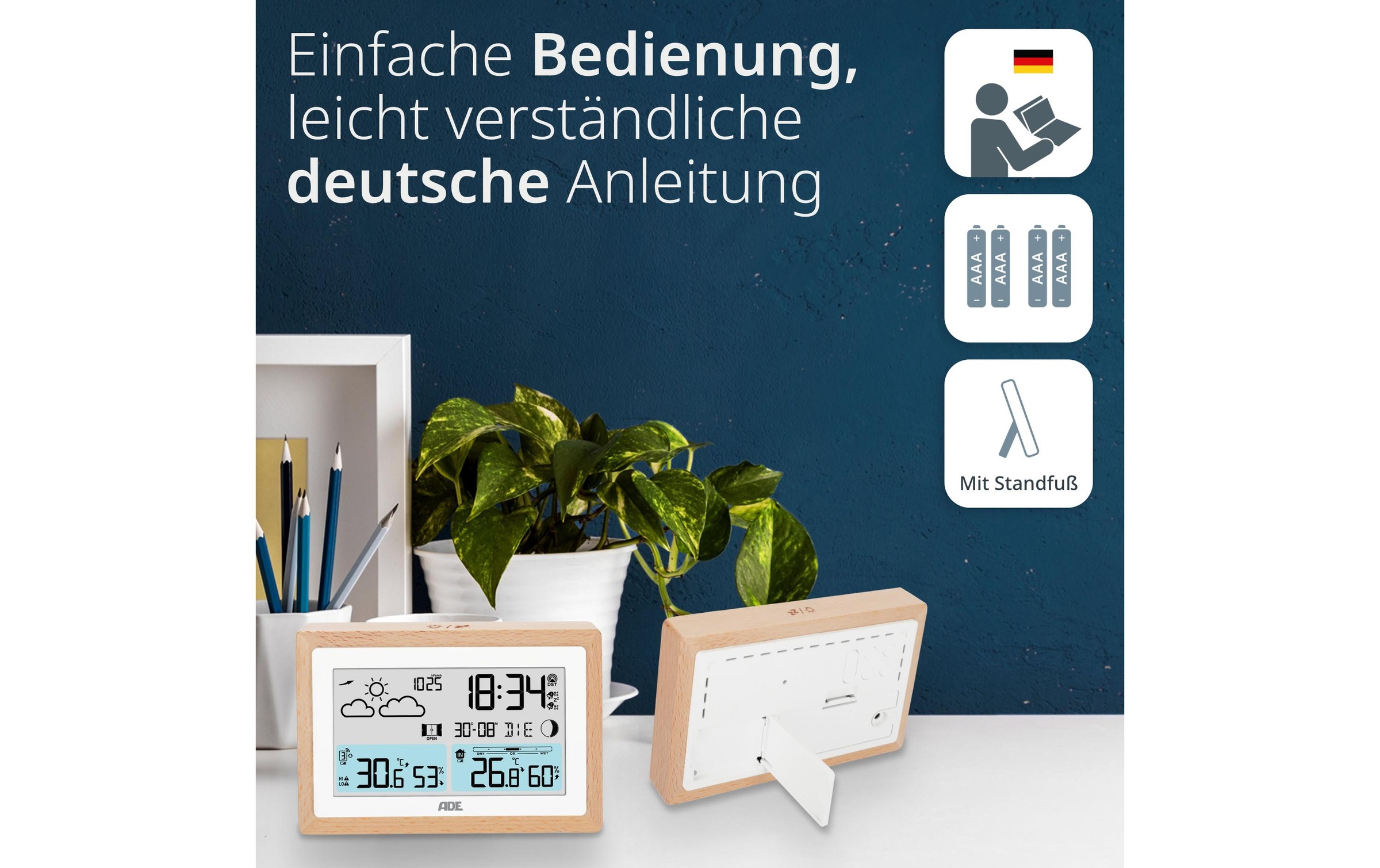 ADE Funkwetterstation »mit Funk-Aussensensor«