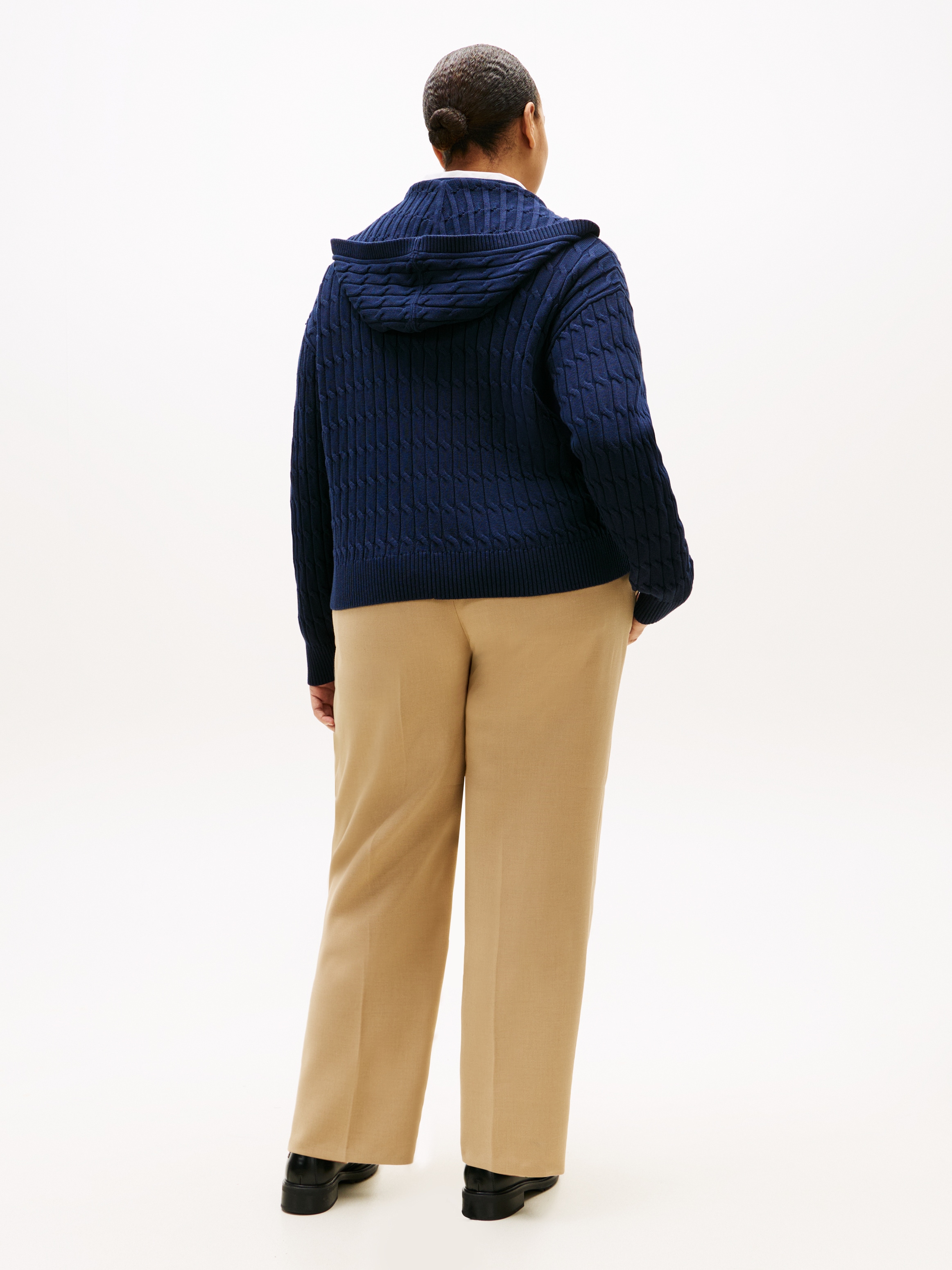 Tommy Hilfiger Curve Cardigan à capuche »CRV CO CABLE MID GG LS ZIP HOODY« in grossen Grössen, mit Zopfmuster