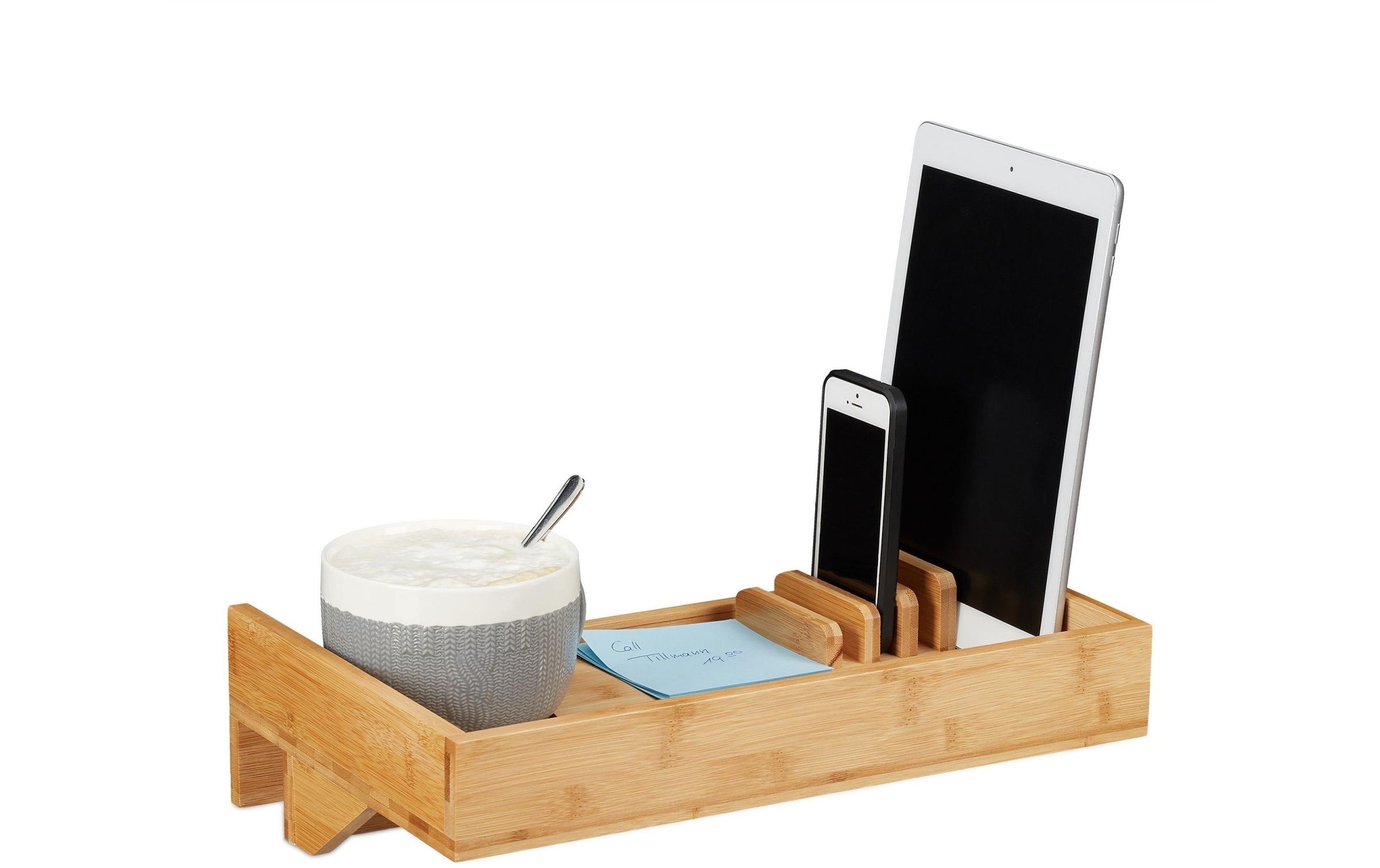 Image of relaxdays Tablett "mit Halterungen Nature" Holzart: Bambus (China)