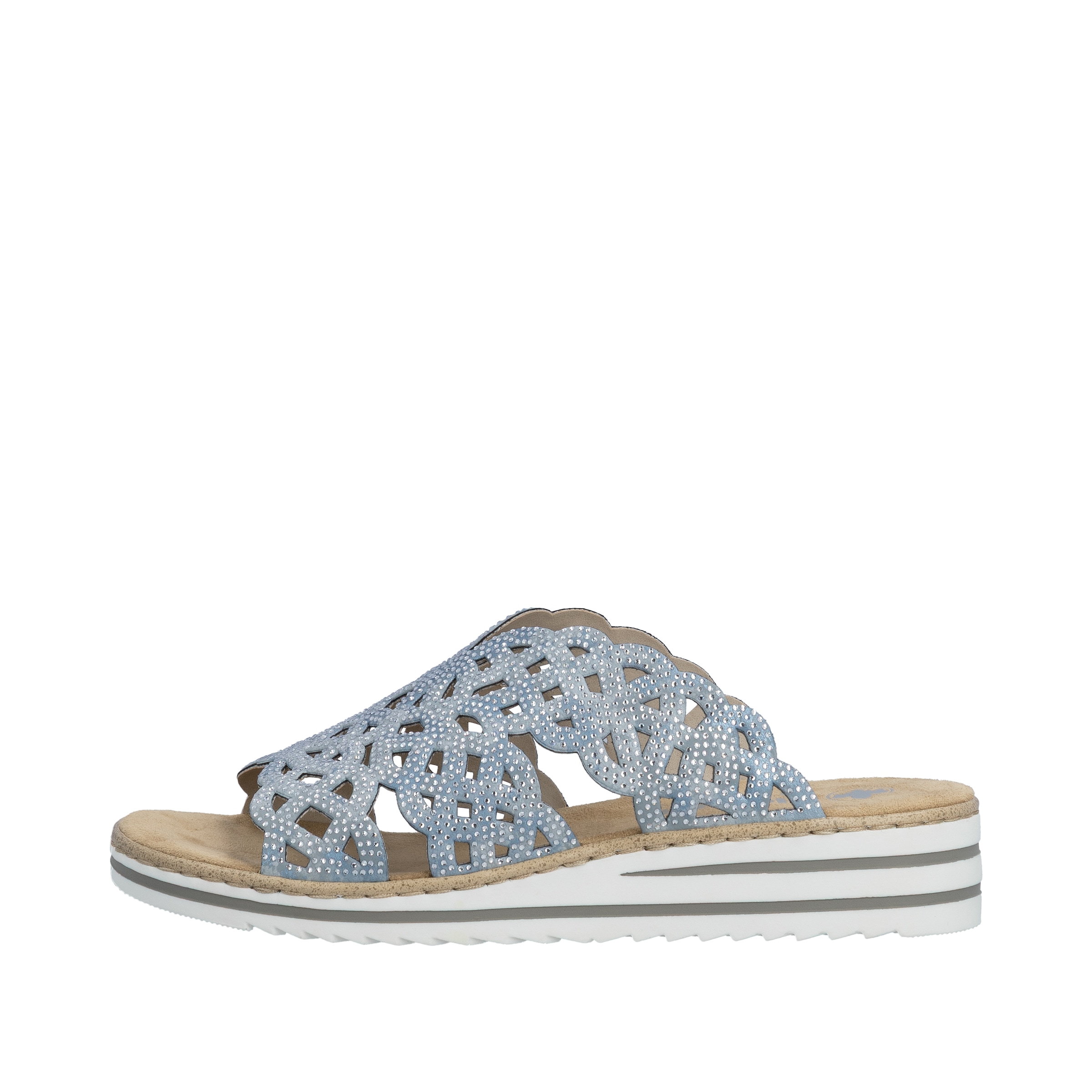 Rieker Pantolette  chaussure d'été, chaussure de plage, chausson, talon compensé, avec strass