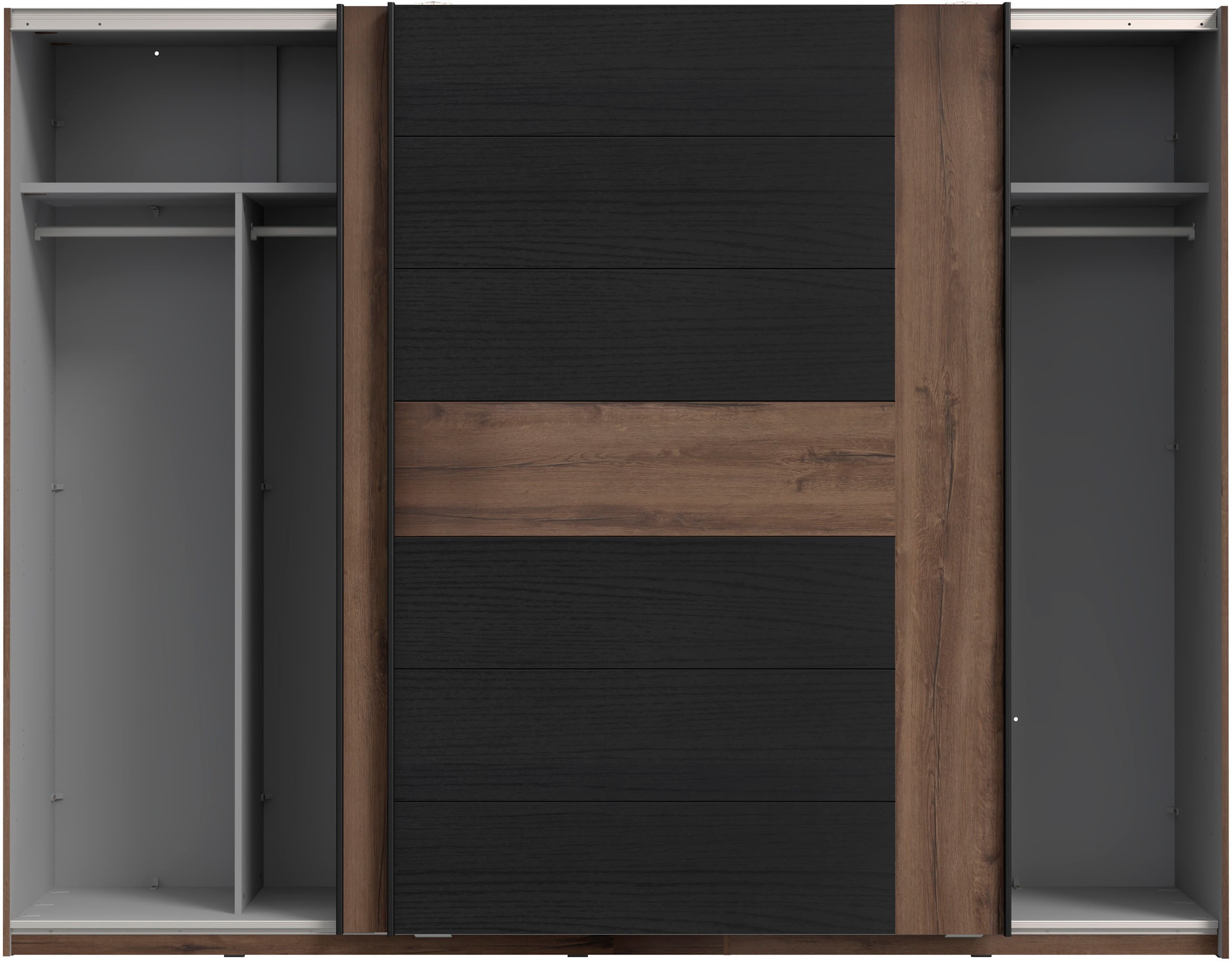 FORTE Schwebetürenschrank »Bellevue, viel Stauraum« mit schwarzen Metallgriffleisten, ca. 270x210cm,