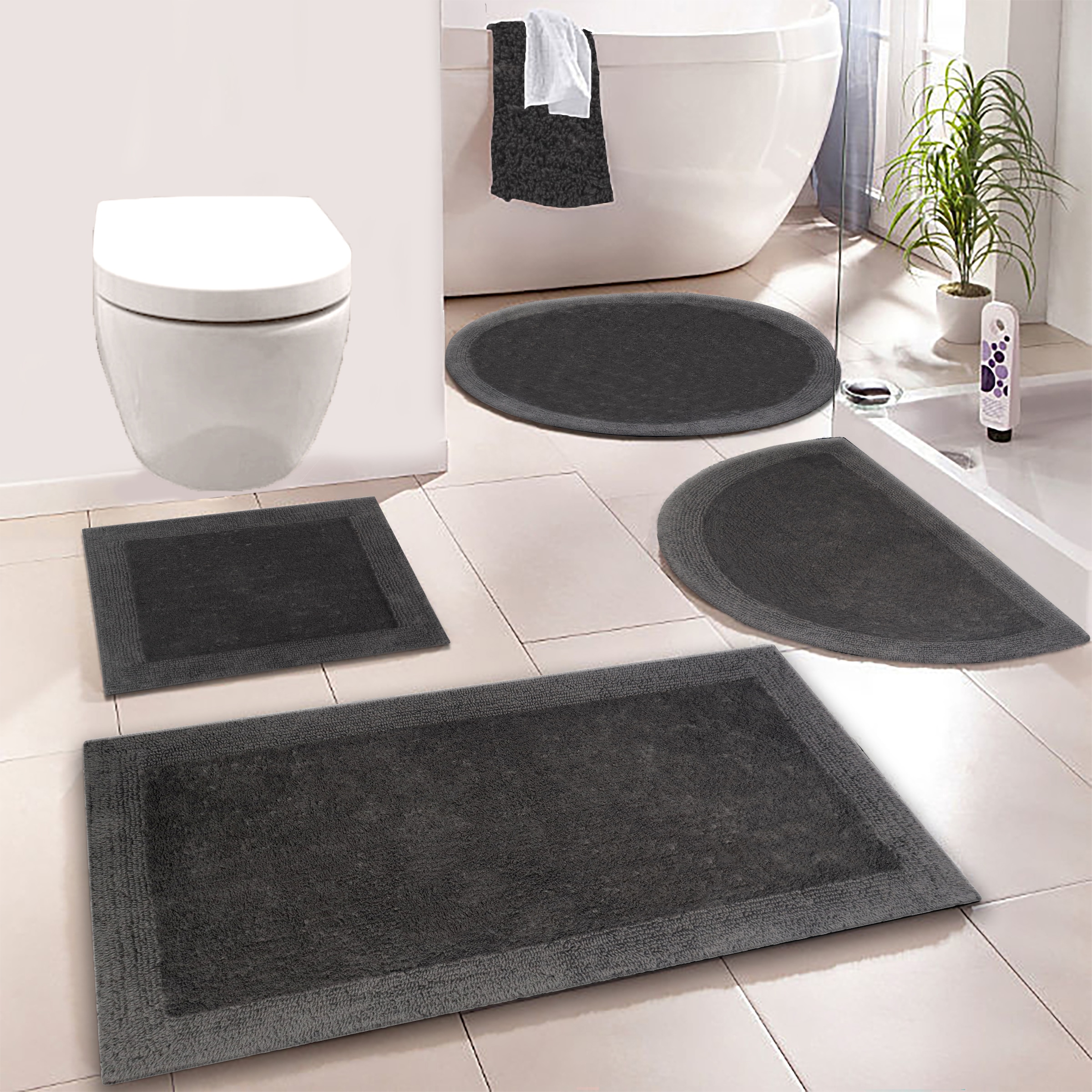 my home Badematte »Kapra, Badvorleger, Badezimmer Teppich«, beidseitig nutzbar-fussbodenheizungsgeeignet-strapazierfähig, mit Bordüre, Badteppich, Badematte, Baumwolle
