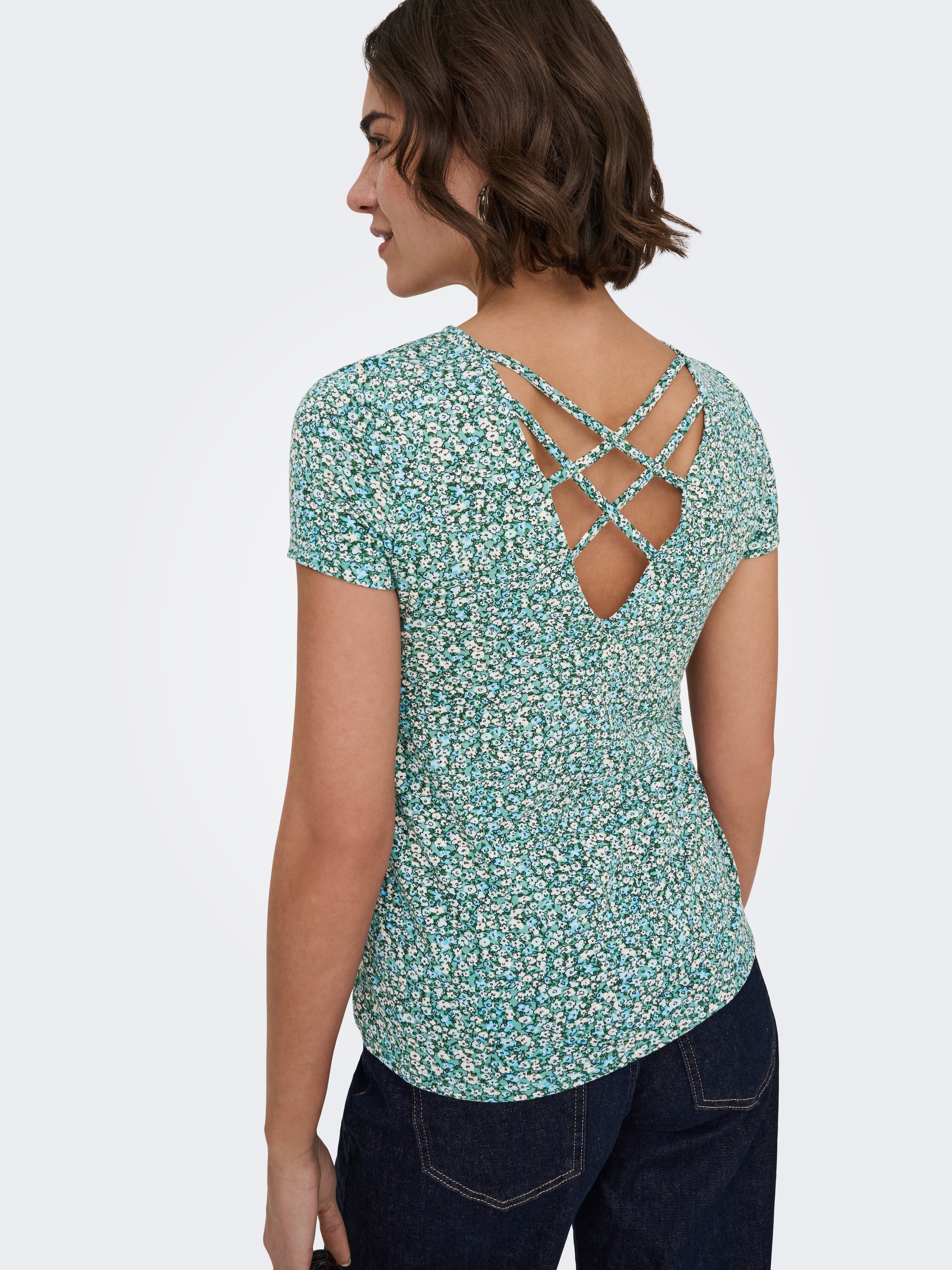 ONLY Kurzarmshirt »ONLBERA BACK LACE UP S/S TOP JRS NOOS«