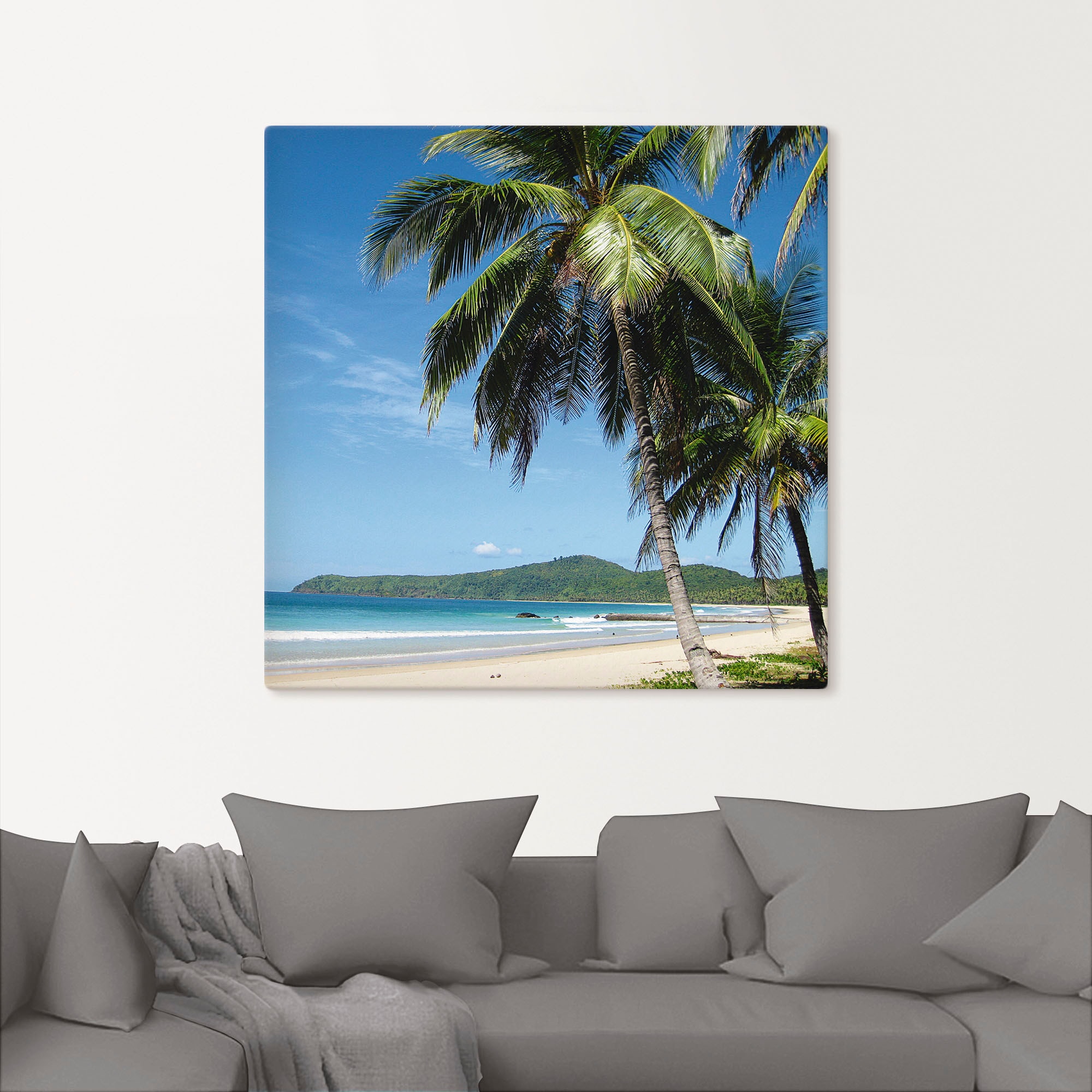 Artland Wandbild »Strand mit Palmen«, Strandbilder, (1 St.), als Alubild, Outdoorbild, Leinwandbild, Poster, Wandaufkleber