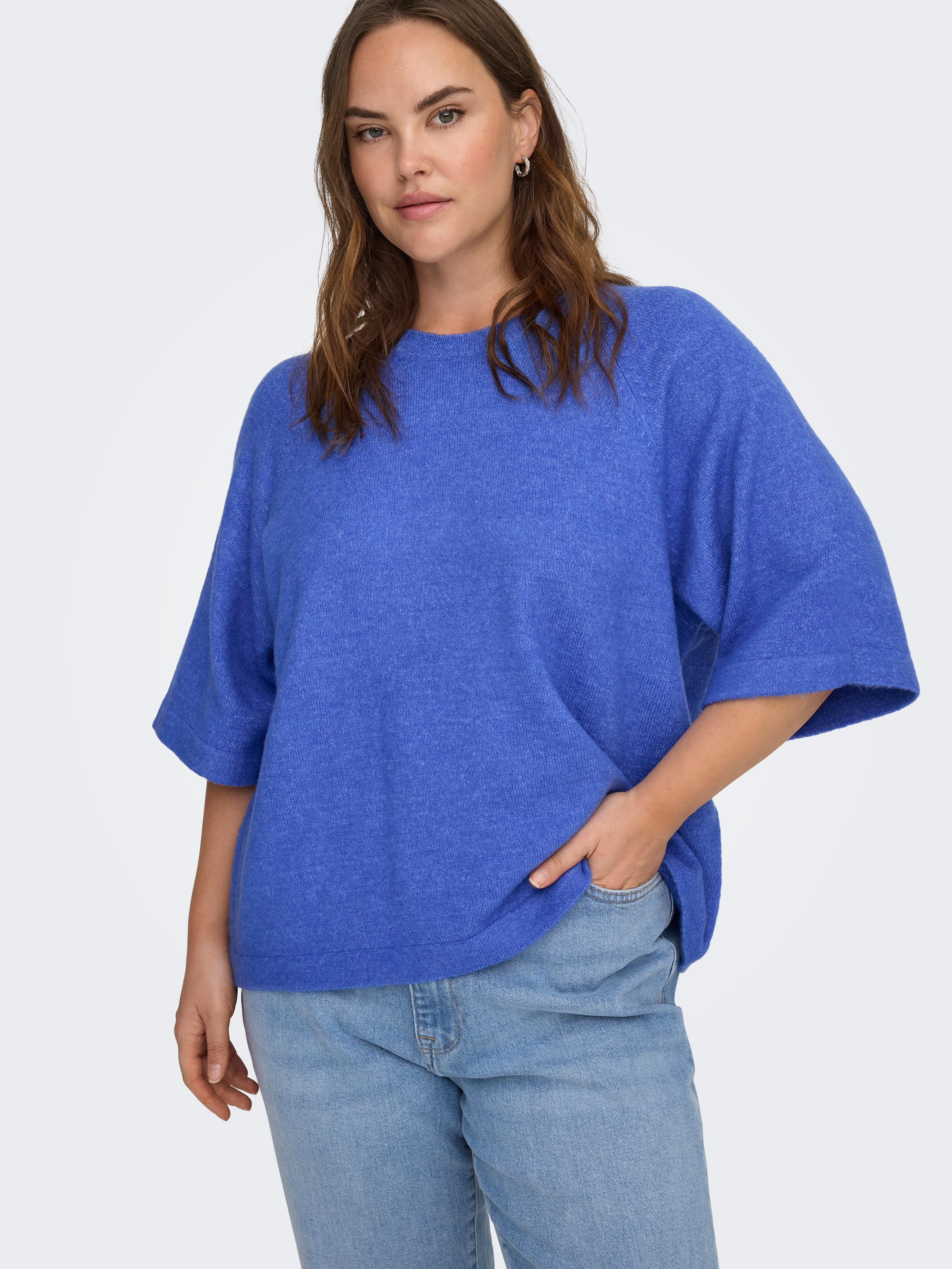 Image of ONLY CARMAKOMA Strickpullover "CARSIMONI 3/4 PULLOVER KNT NOOS" Materialmix, regular fit