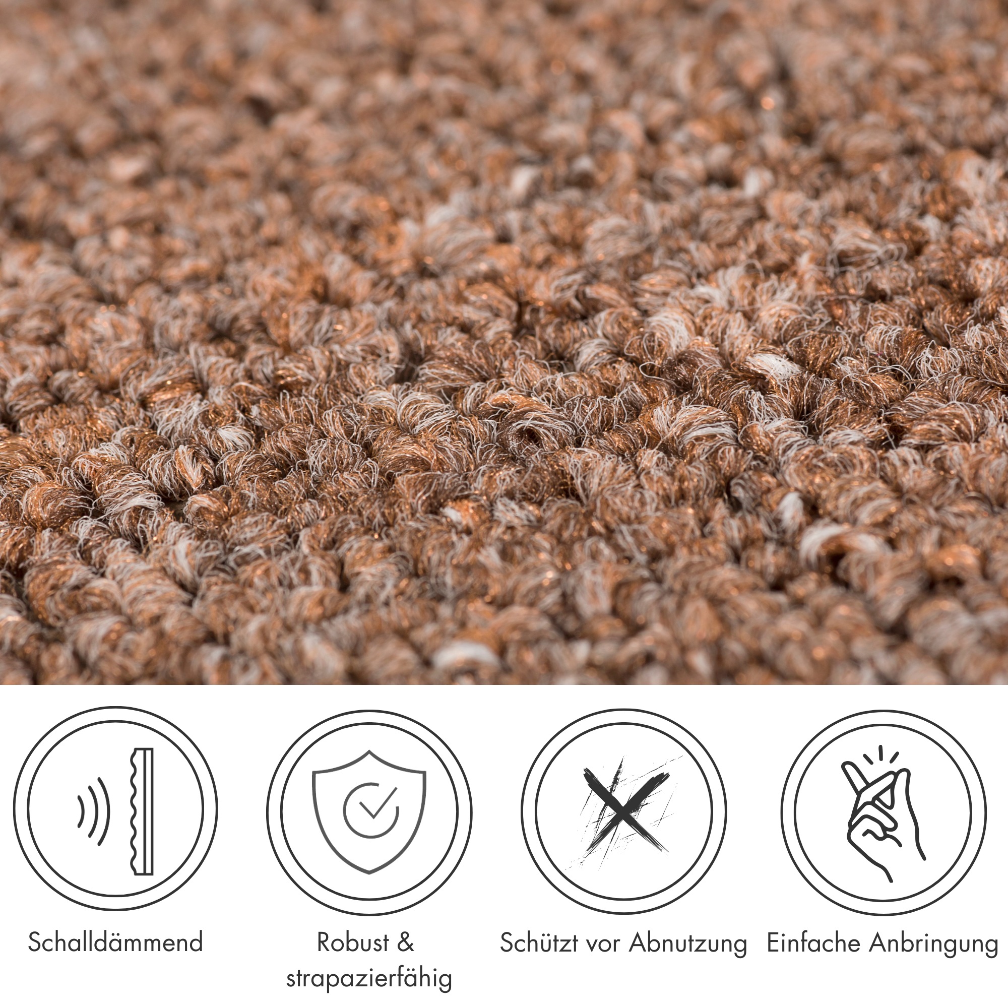 Andiamo Tapis de marche »Bob, Made in Poland« Semicirculaire 4,5 mm Höhe melierte Schlinge, selbstklebend, Set mit 2 Stück oder 15 Stück