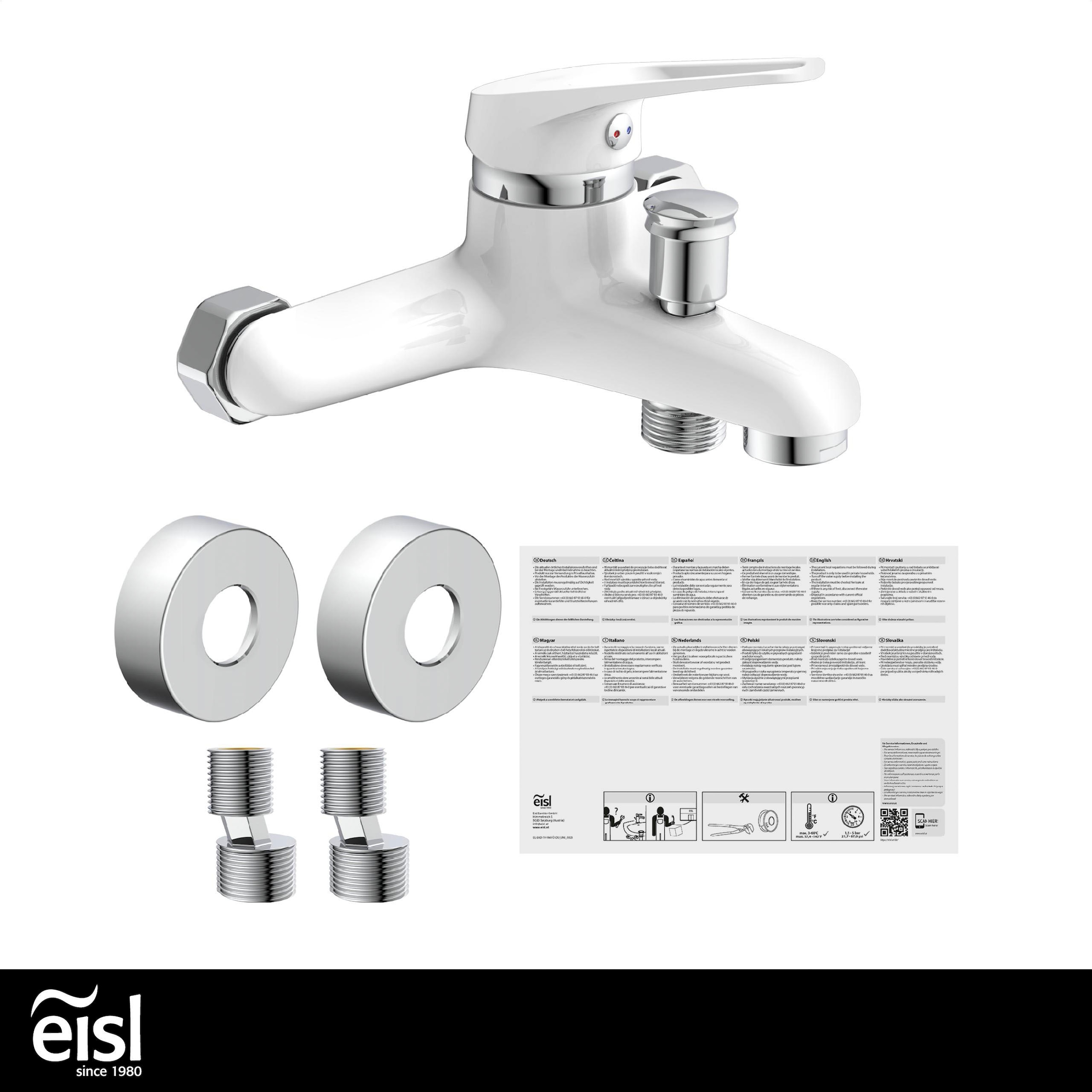 Eisl Robinetterie de baignoire »SPEED« mitigeur baignoire, robinet de bain, robinetterie baignoire blanc/chrome