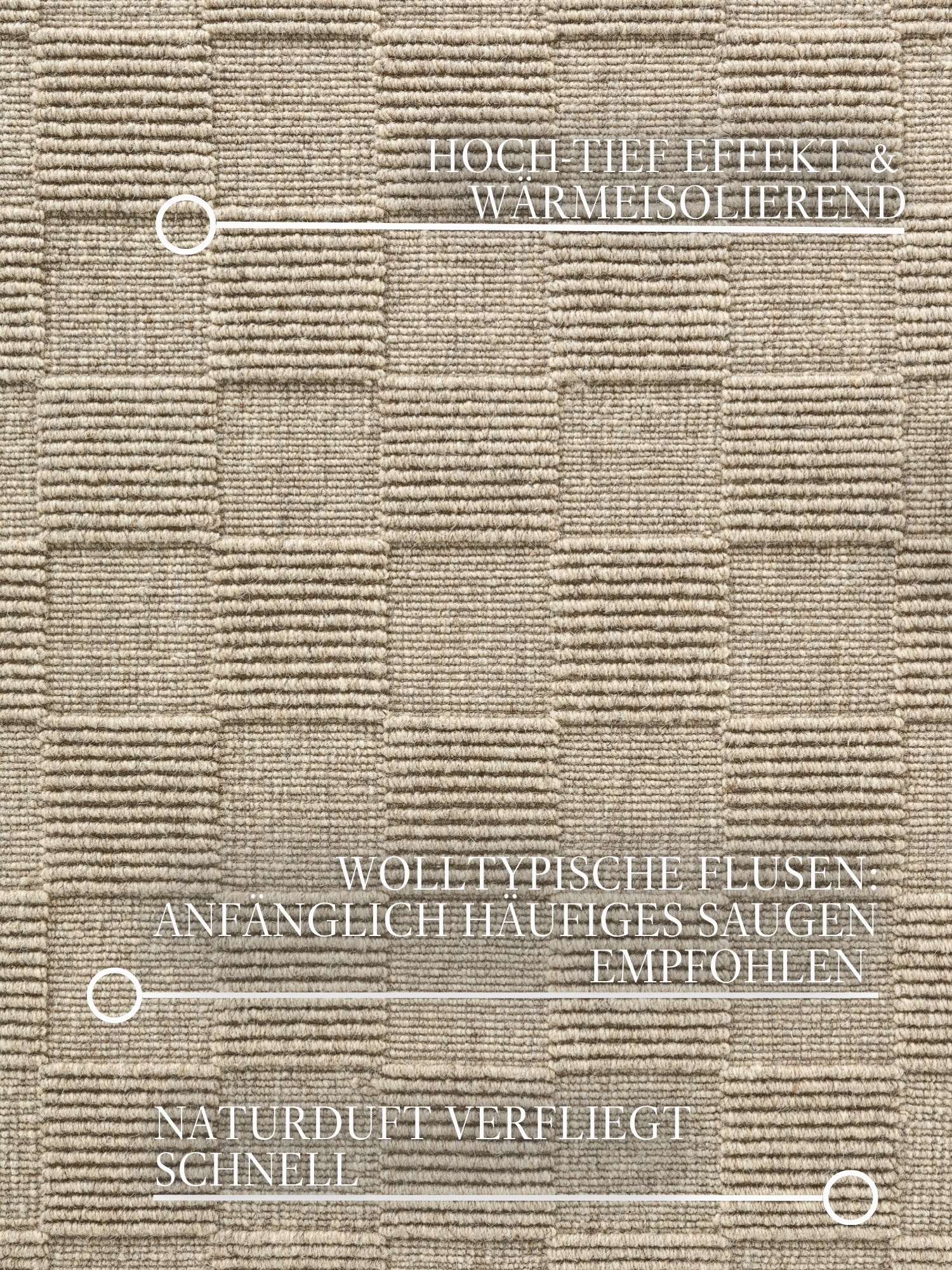 Villeroy & Boch Tapis en laine »Scala« Rectangulaire 10 mm Höhe Handgewebt, Wolle, Kariert, Natur, 3D-Struktur, Karo, Wohnzimmer