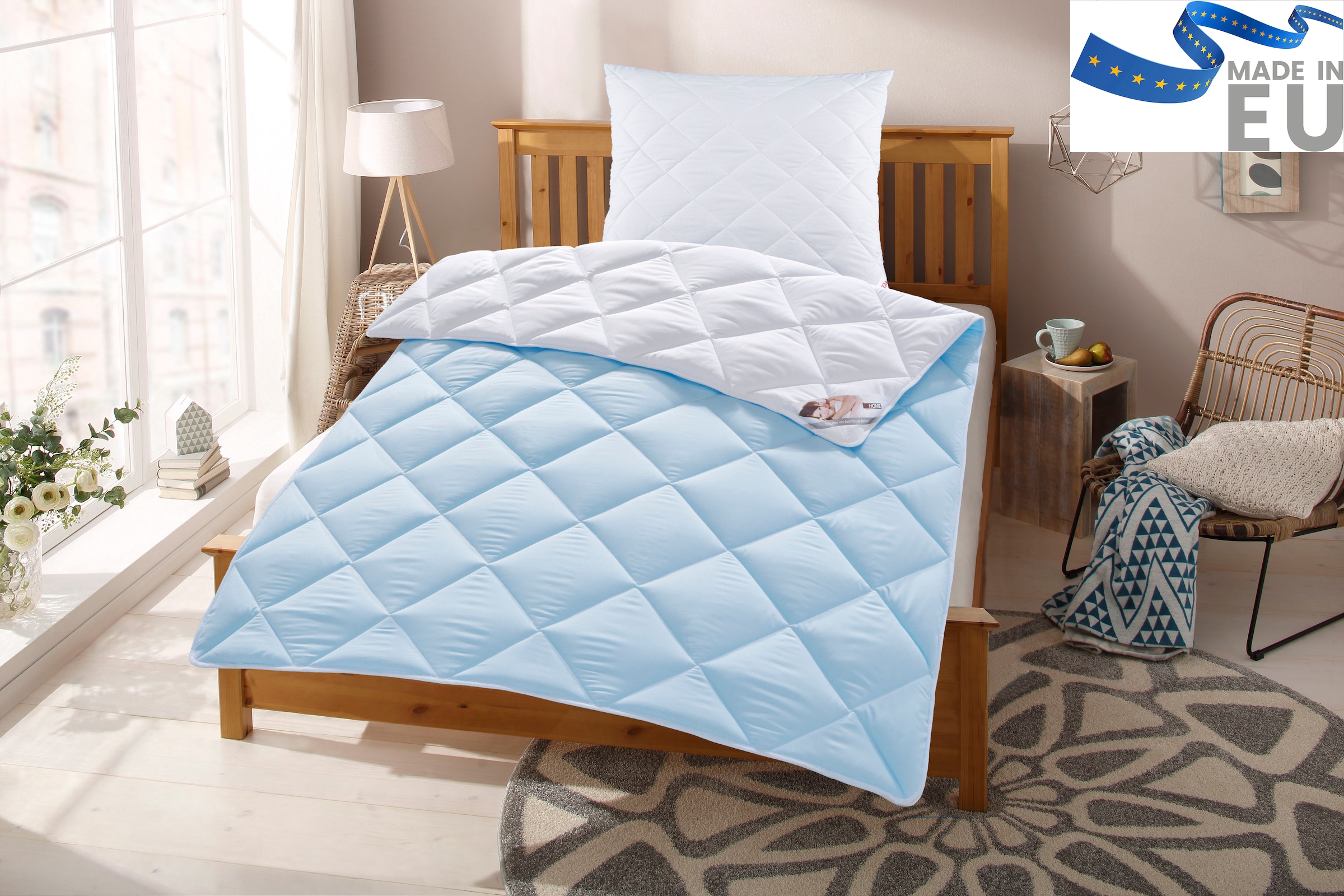 my home Couette microfibre + oreiller en fibres synthétiques »Top Cool, Bettdecke und Kissen im Set 135x200 & 155 x220 cm« mit Sommer- und Winterseite