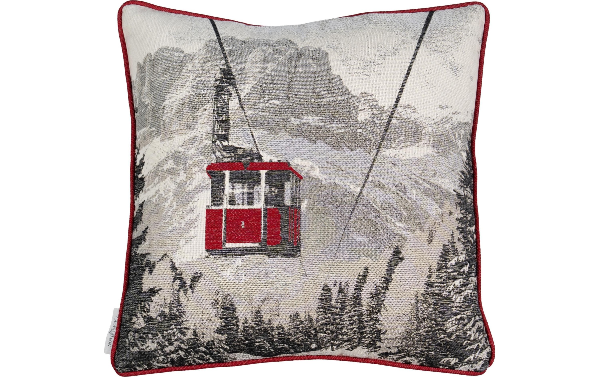 Image of Casa Leon Kissenbezug "Kissen Seilbahn 45 x 45 cm, Beige/Rot"