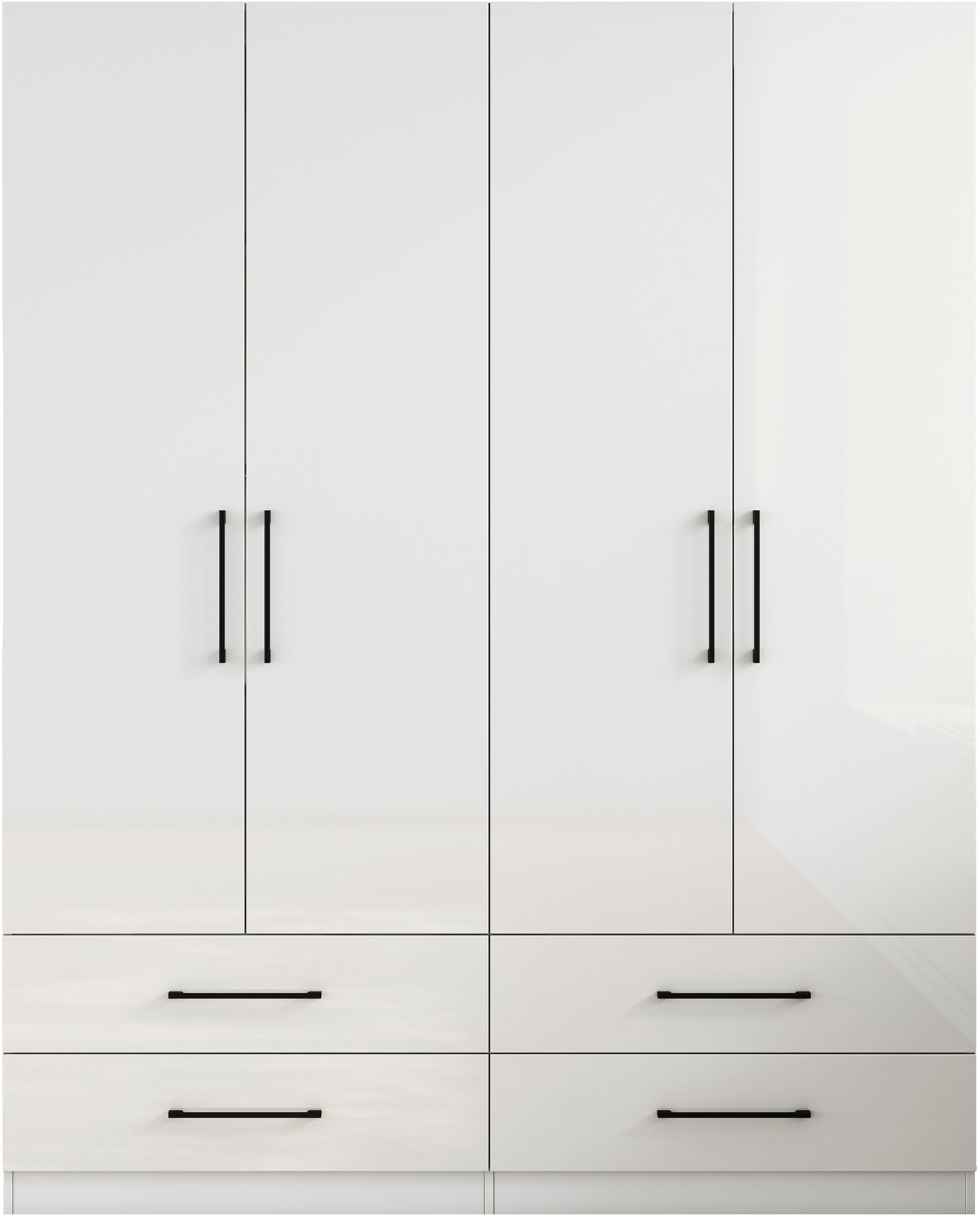 GOODproduct Armoires à vêtements »Sylt Schlafzimmerschrank Garderobe Schrank hochglanz« Drehtürenschrank mit 4 Schubladen und 4 Türen,  Schrank in Breite 160 mit viel Stauraum
