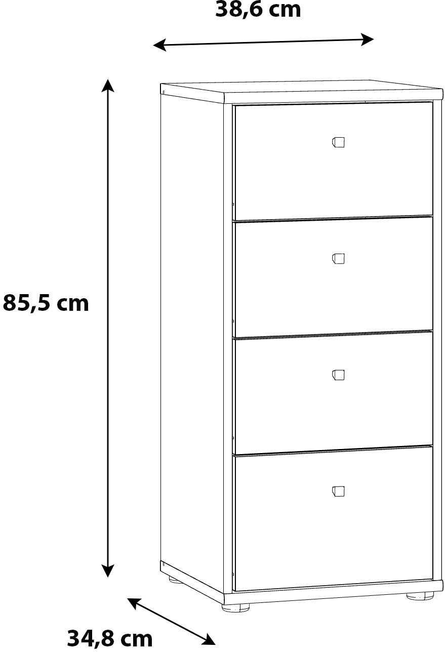 FORTE Commode »Tempra, Kommode, 4 Schubkästen , Höhe 85,5 cm« Largeur 38,6 cm
