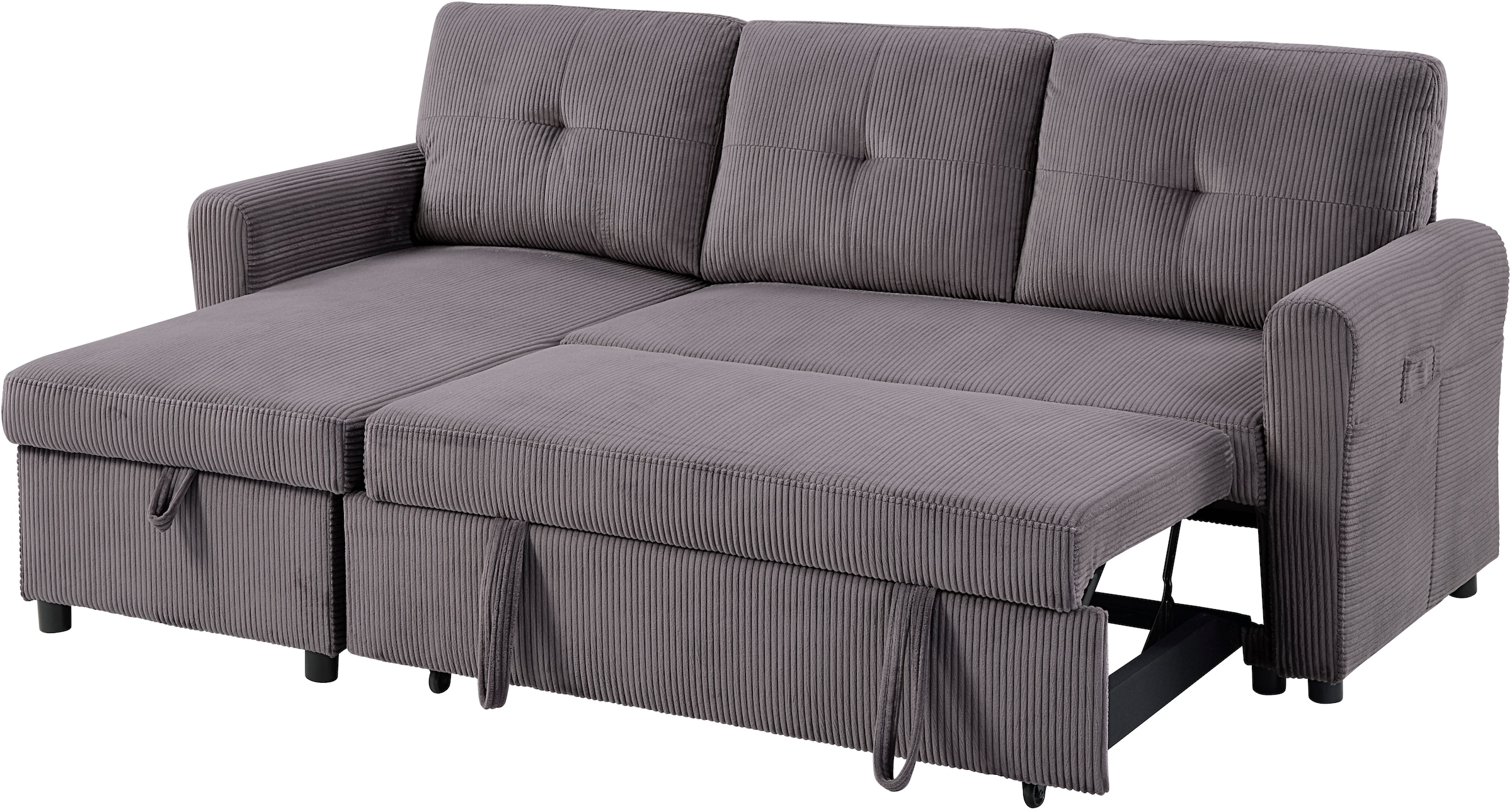 ATLANTIC home collection Schlafsofa »Gustavo L-Form«, mit Schlaffunktion, Stauraum & seitlichen Taschen