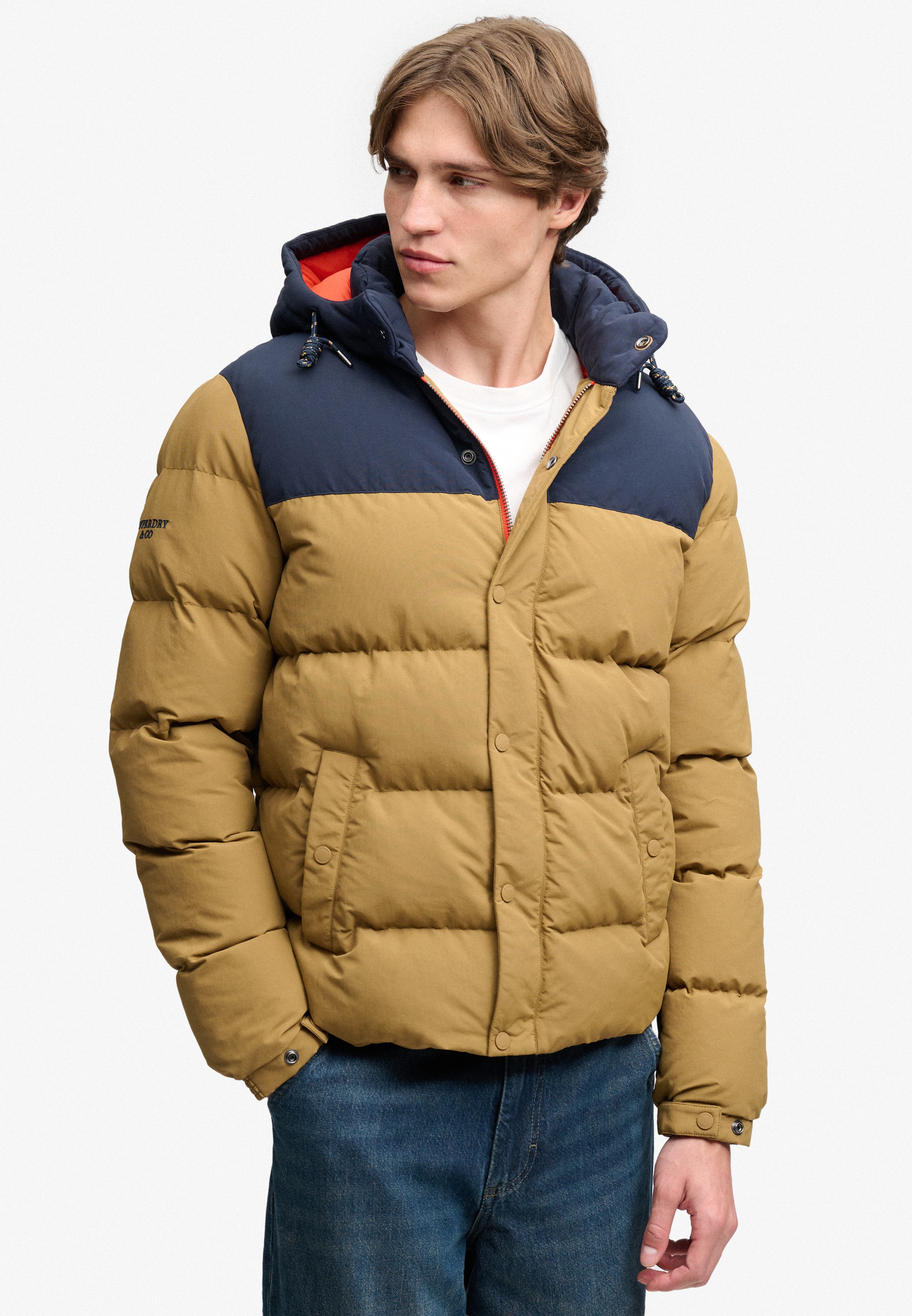 Image of Superdry Steppjacke "EVEREST COL BLOCK PUFFER JKT" mit Kapuze Kunstfaser, relaxed fit