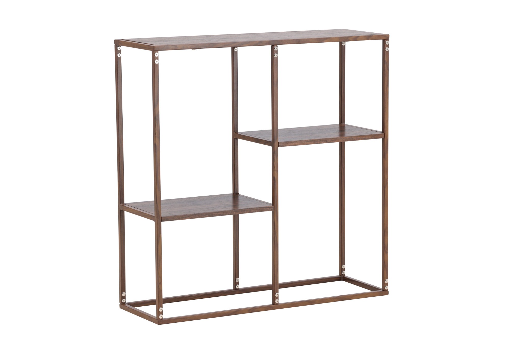 Venture Home Bücherregal »Staal, Bücherregal in warmer Walnussoptik, Stahlrahmen, Höhe 81 cm« Standregal, 3D-Folie, schlank, anspruchsvoll, modern