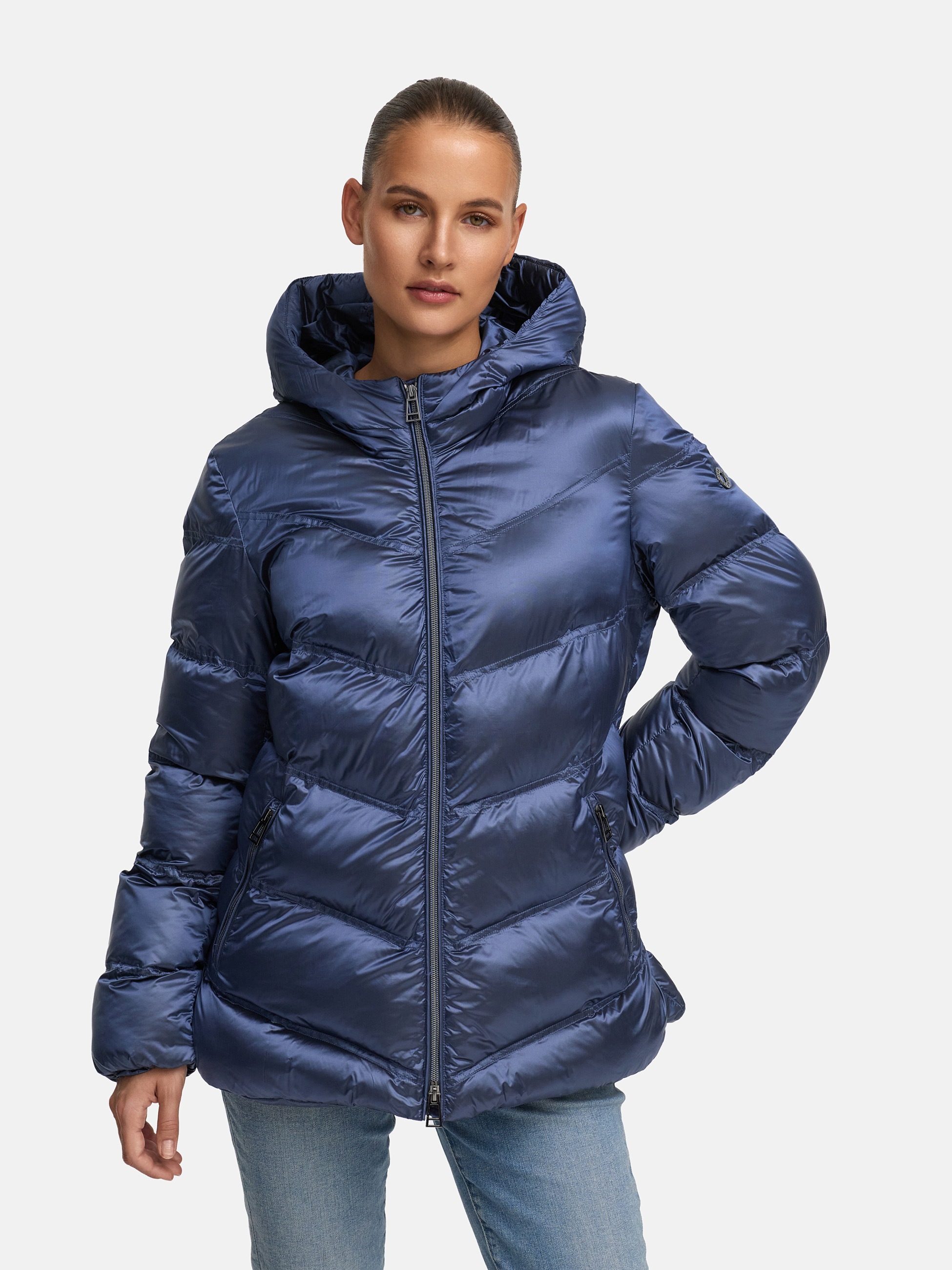 MANISA Steppjacke, mit Kapuze, mit Stehkragen, Kapuze und elastischem Ärmelsaum