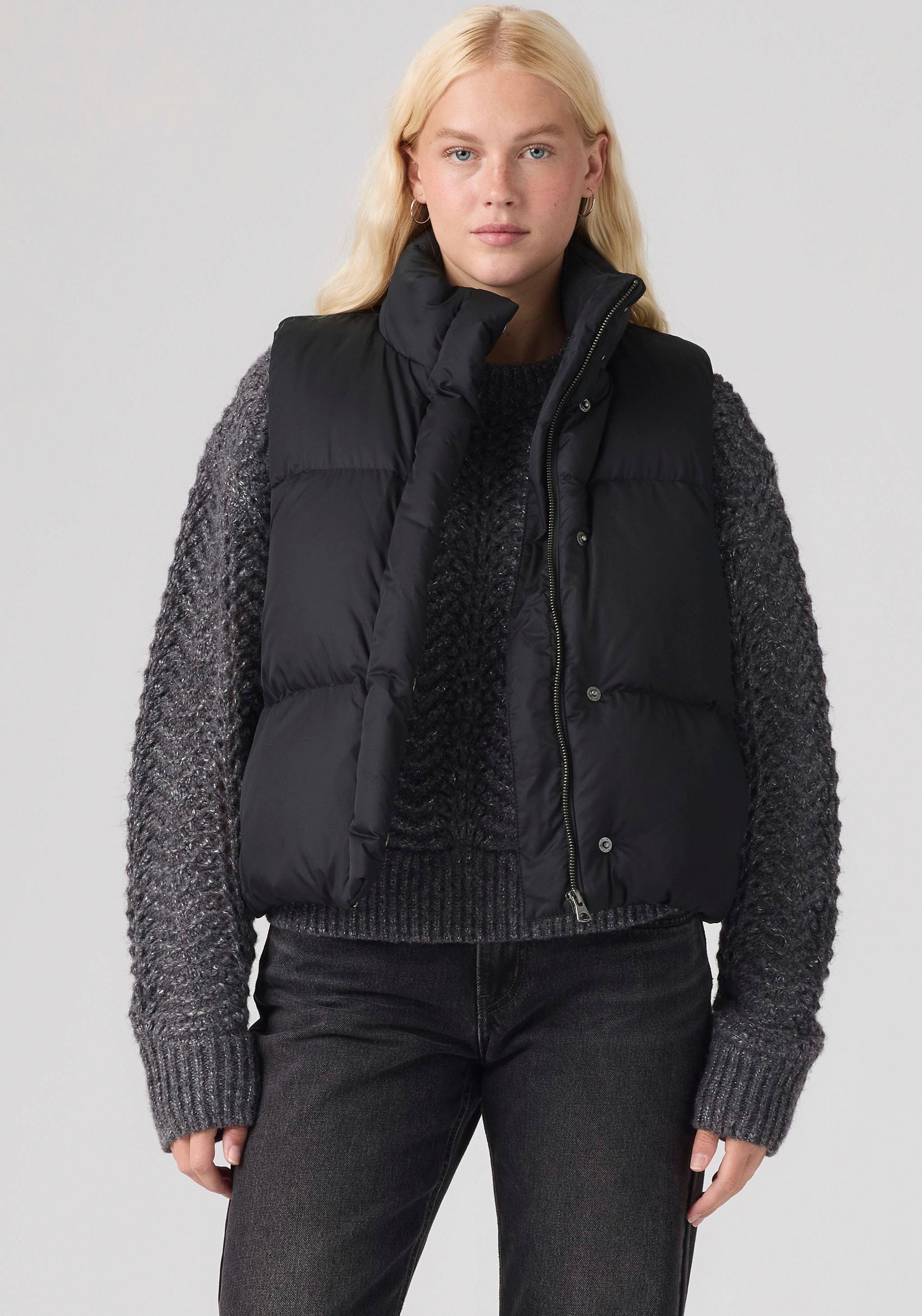 Image of Levis Steppweste "TATE BUBBLE PUFFER VEST" Durchgehender Reissverschluss und Druckknopfverschluss