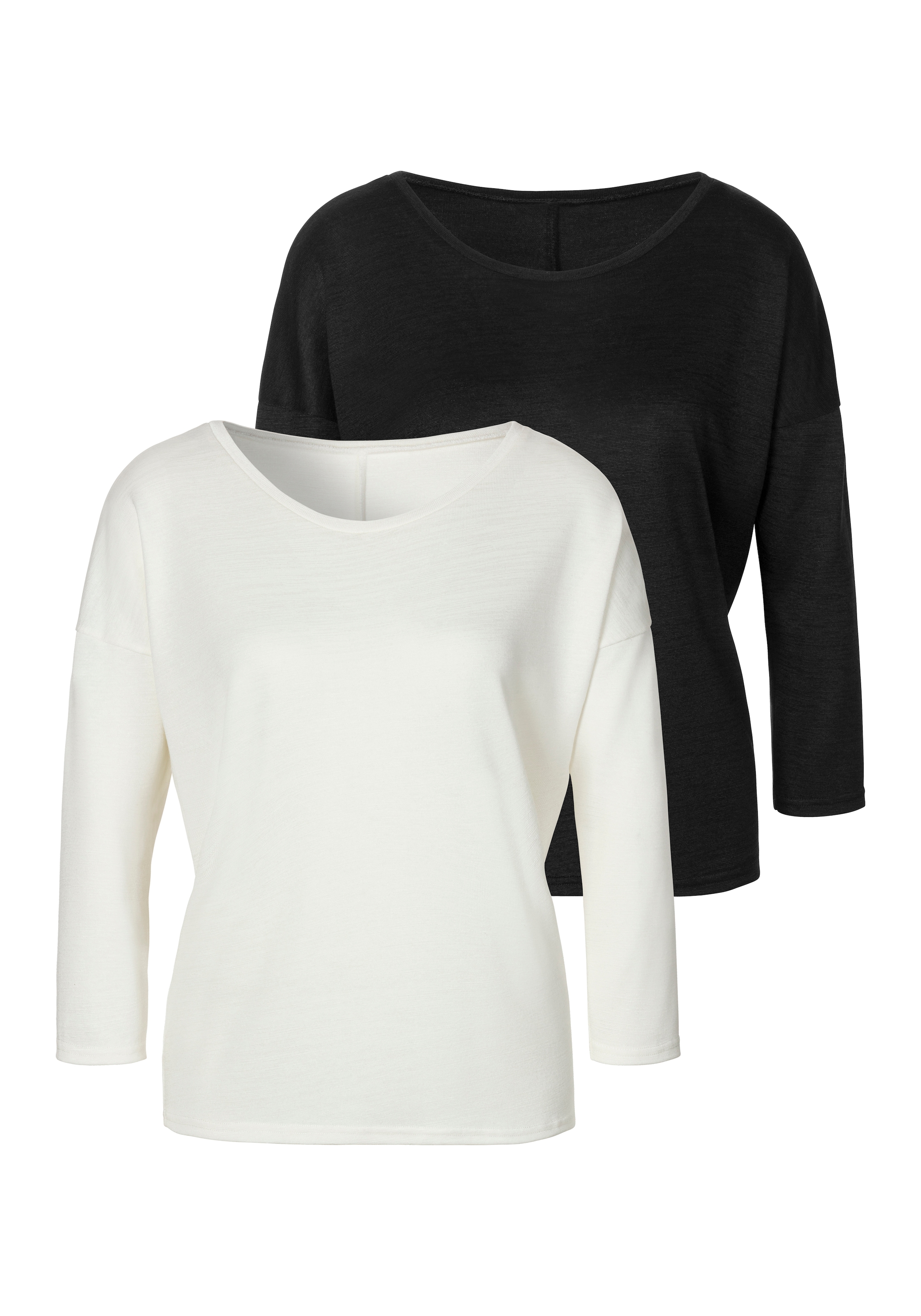 Image of LASCANA 3/4-Arm-Shirt "aus feinem Strick" 2er-Pack, aus leichtem Feinstrick mit Viskose