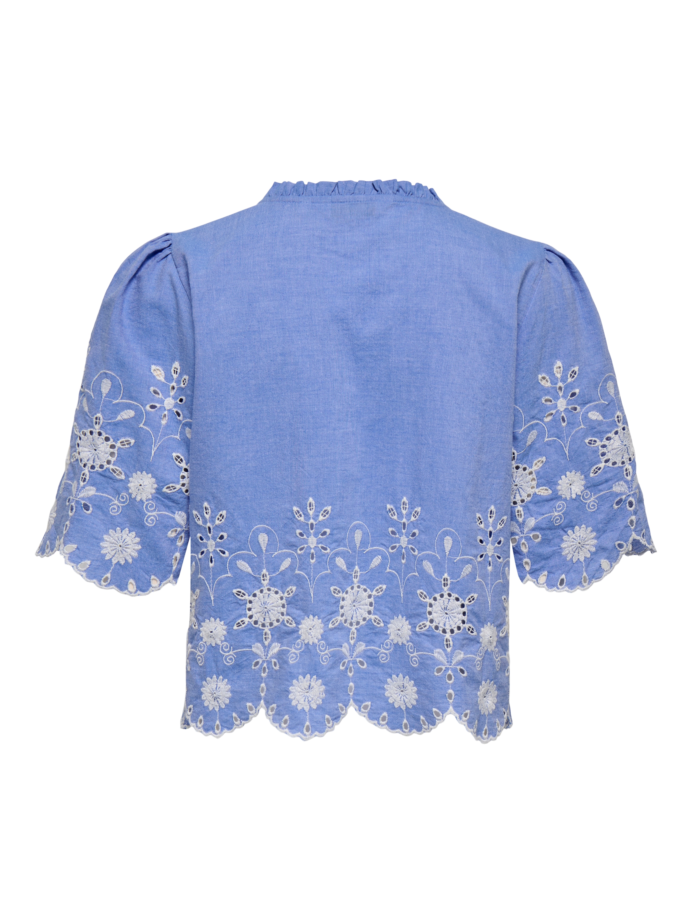 ONLY Blouse à manches courtes »ONLMIFFY S/S EMB TIE TOP NOOS WVN« Baumwolle, regular fit, V-Ausschnitt