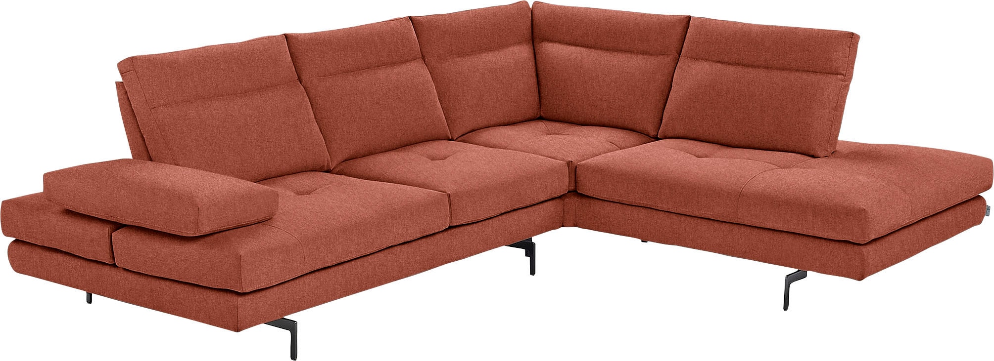 CALIA ITALIA Ecksofa »Toby Wing, B/T: 288/232 cm, Designsofa mit sensationellem Sitzkomfort« L-Form, Sitztiefenverstellung, funktionale Ecke, Füsse in schwarz matt