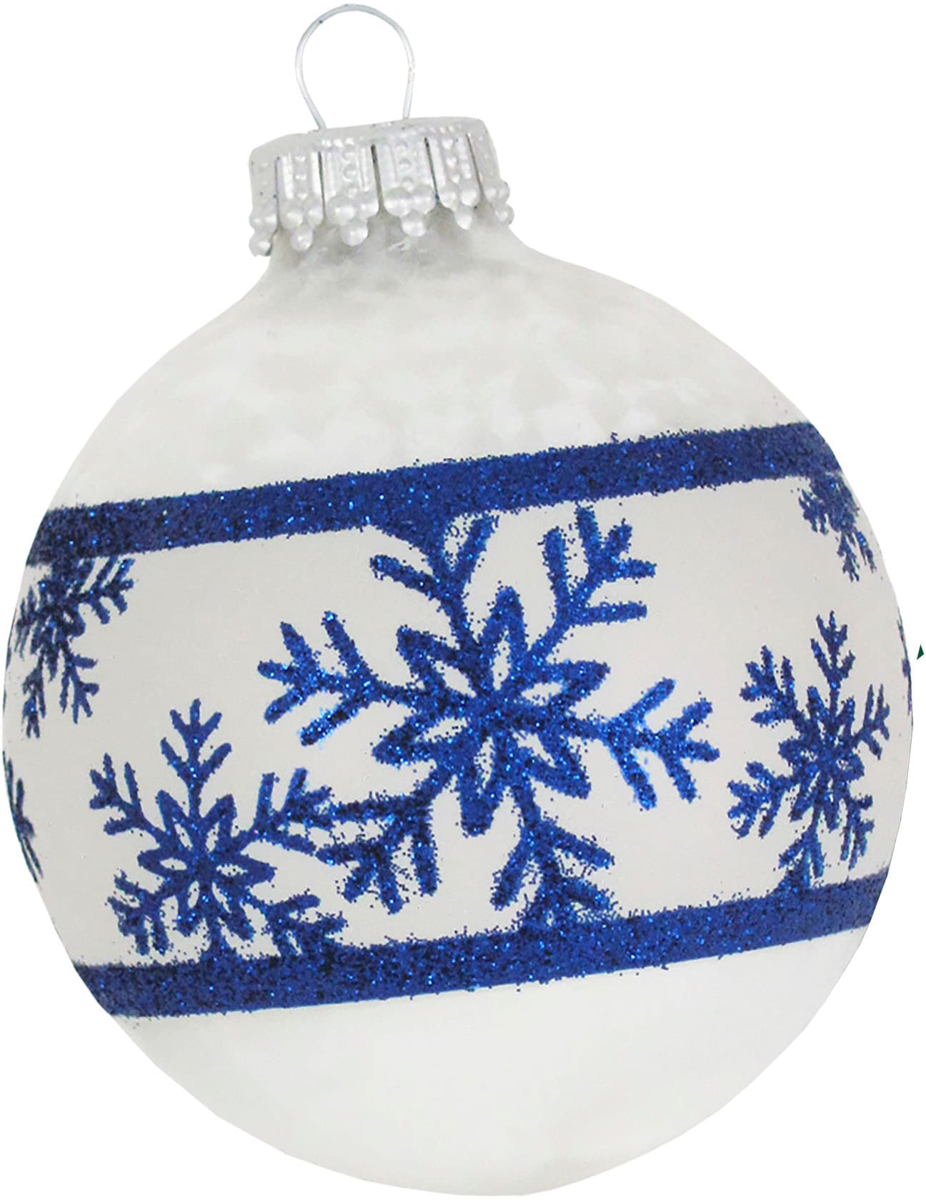 Krebs Glas Lauscha Boule de Noël »Schneeflockenband« décoration de Noël, ornements de sapin, boules de Noël en verre