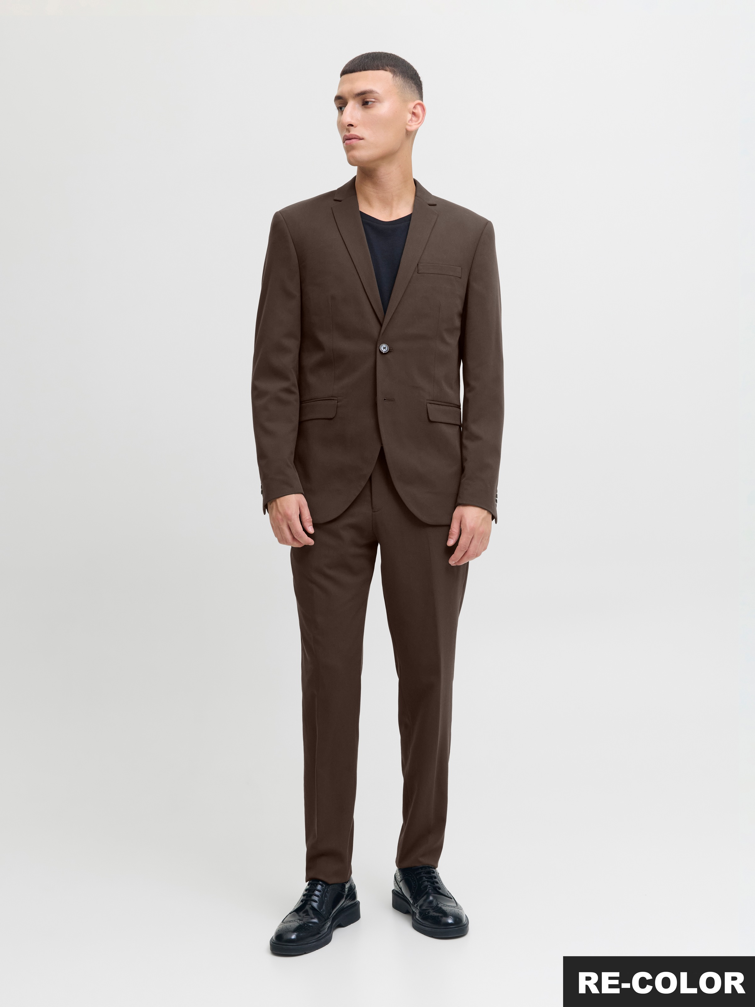 Jack & Jones Anzug »JPRFRANCO Extra schmal, pflegeleicht, stilvoll mit fallendem Revers«, (Packung, 2 tlg.), slim fit, unifarben, modisch, slim fit, Kunstfaser
