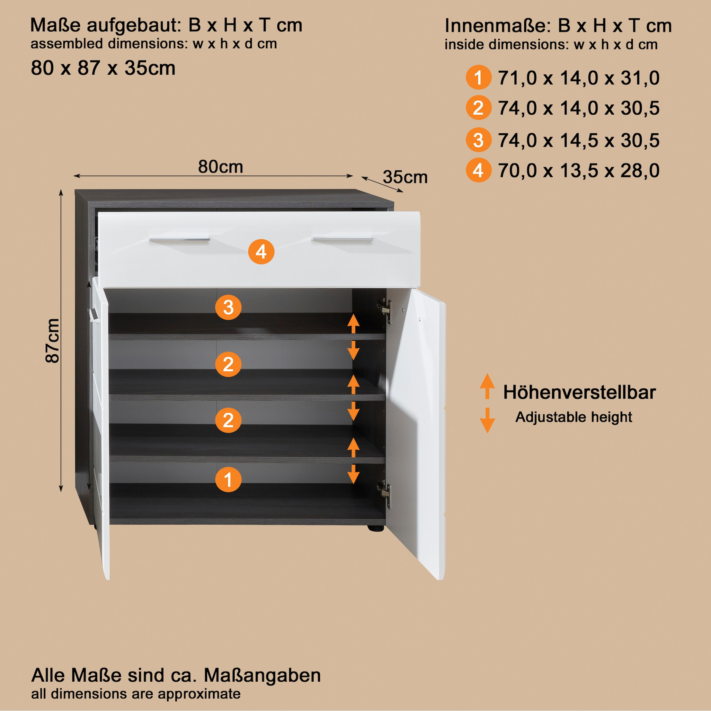 INOSIGN Commode à chaussures »Sovana« Schuhschrank mit Schublade - Kommode mit Platz für 12 Schuhpaare