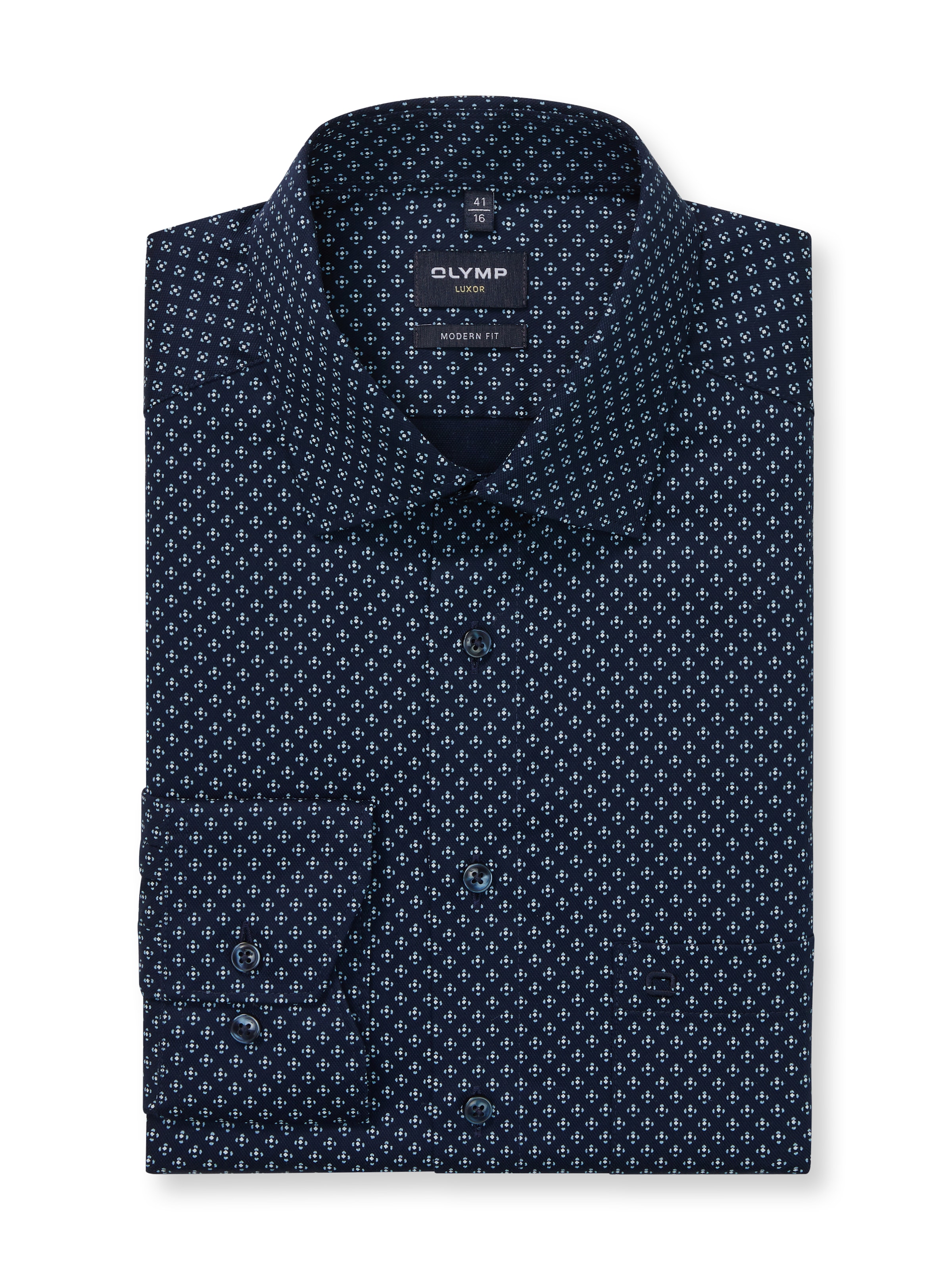 OLYMP Langarmhemd »Luxor modern fit« modern fit, Businesshemd, gemustert, New-Kentkragen