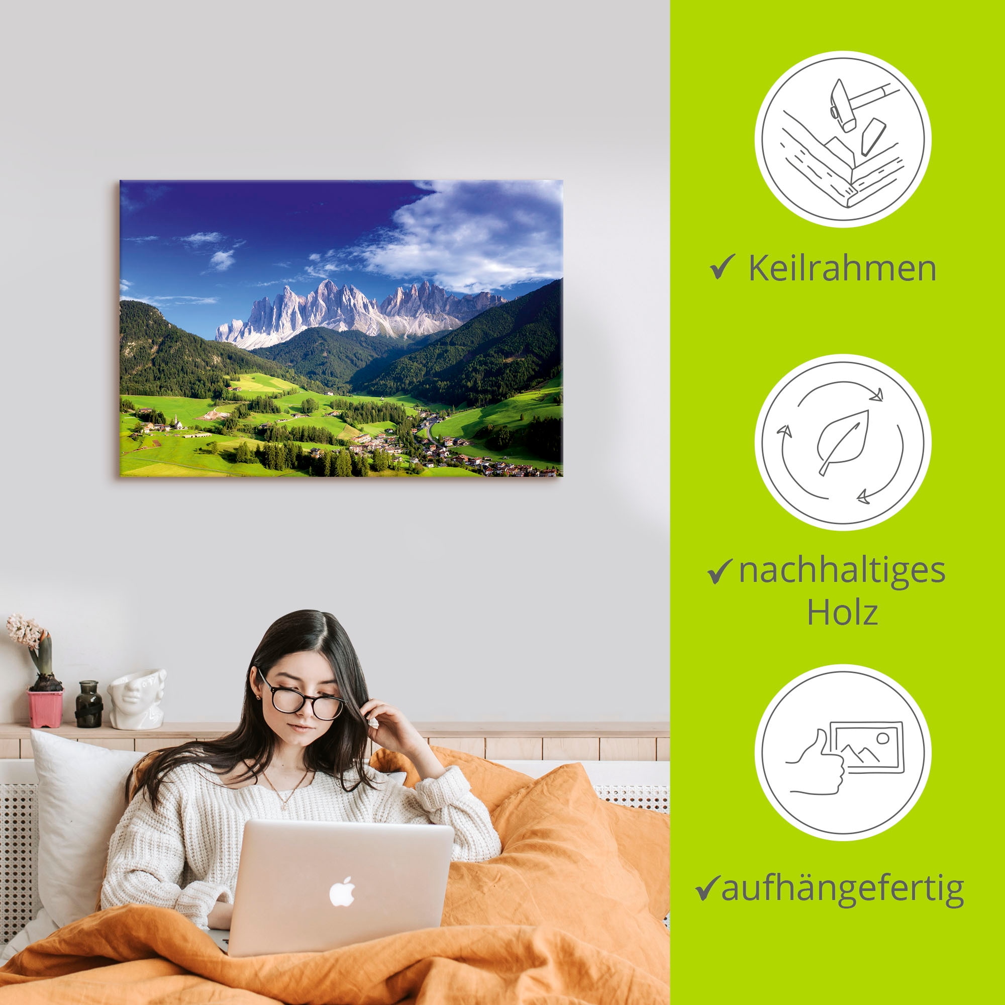 Artland Wandbild »Südtirol«, Berge & Alpenbilder, (1 St.), als Alubild, Leinwandbild, Wandaufkleber oder Poster in versch. Grössen