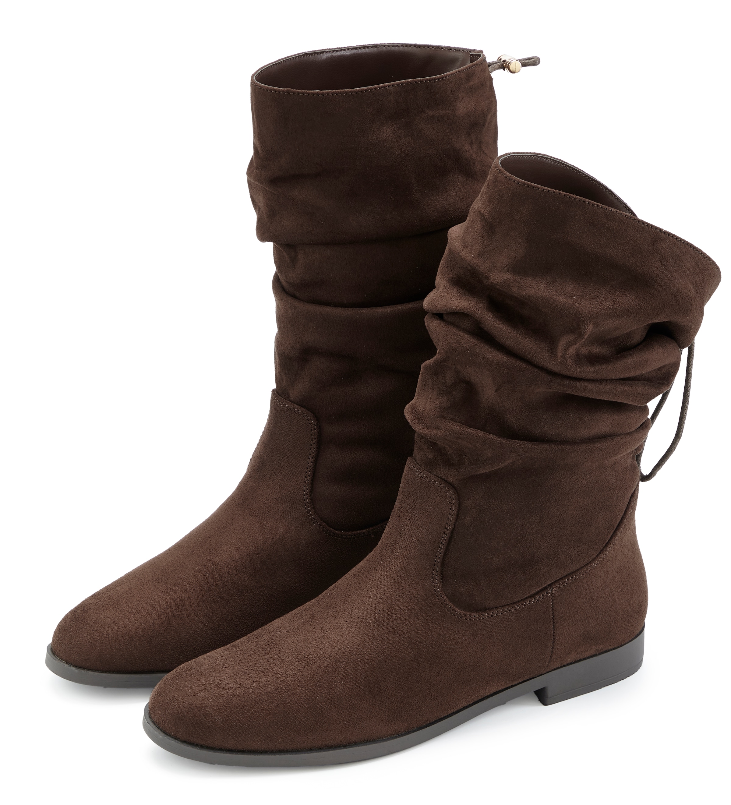 LASCANA Stiefel »Stiefelette,«  mit Gummi-Kordelzug, in zwei verschiedenen Längen tragbar VEGAN