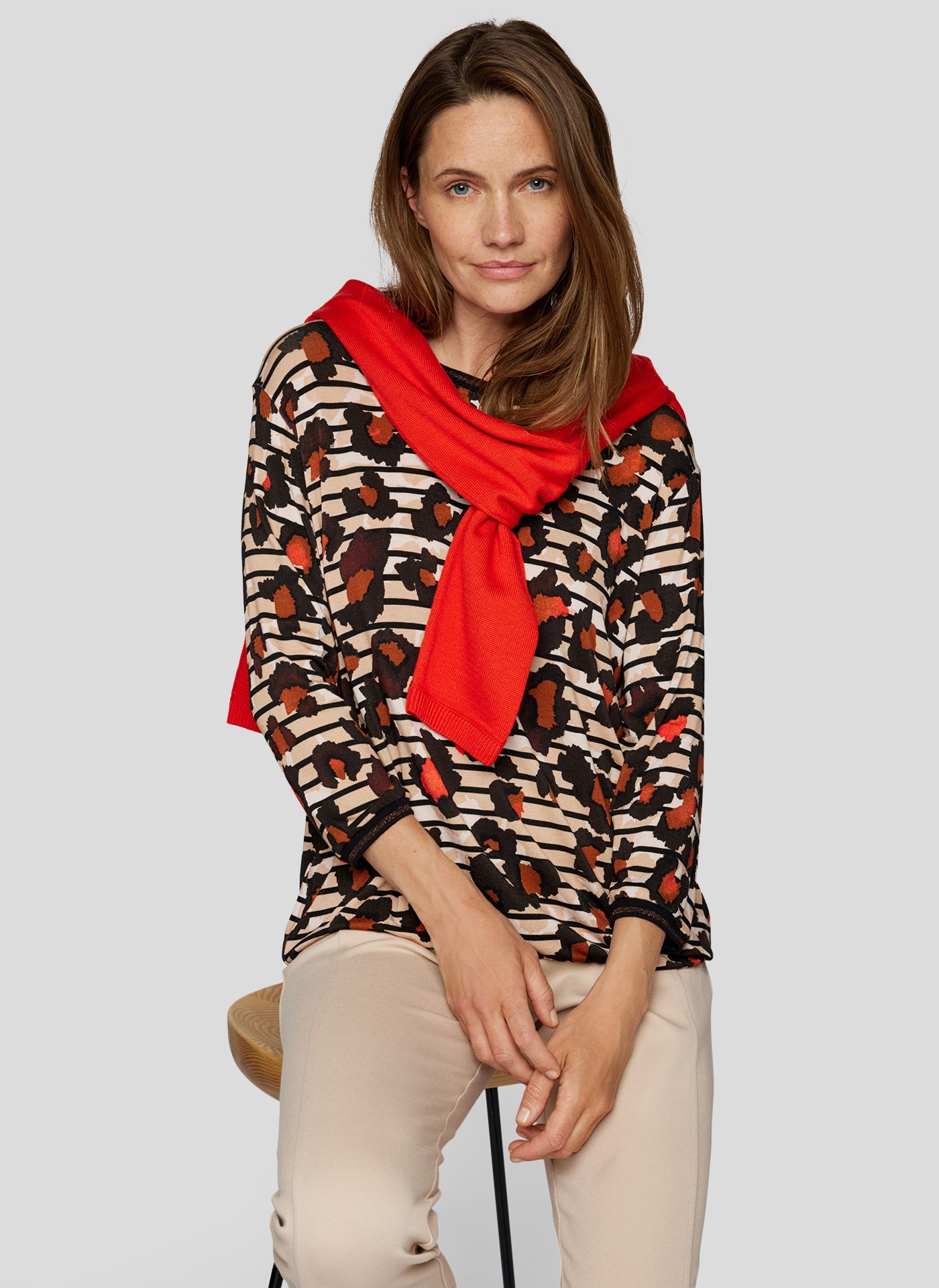 Rabe 3/4-Arm-Shirt gestreift mit Allover-Print