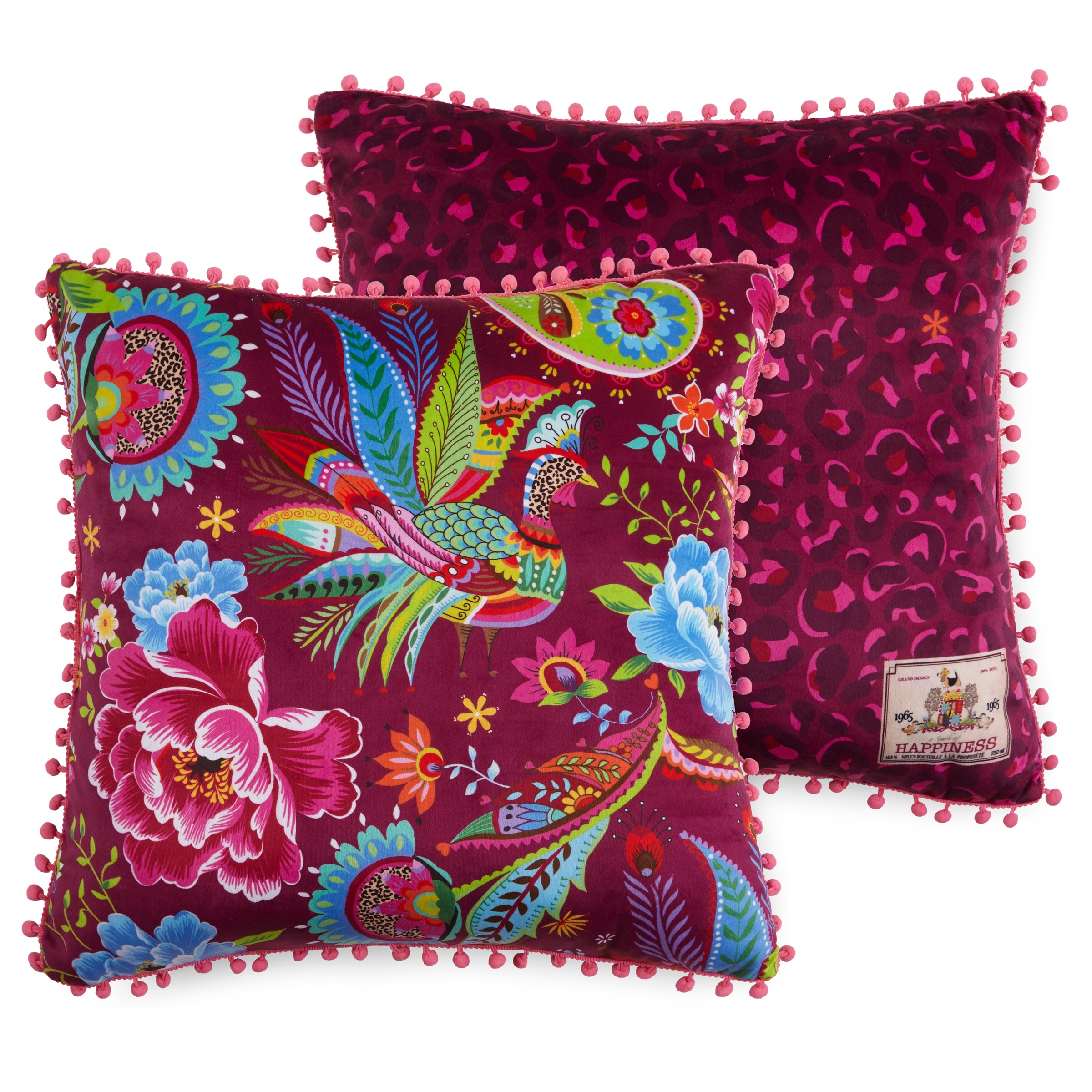 Image of Happiness Dekokissen »Phoenix«, (1 St., 1 48x48 cm Dekokissen-mit Pompons), mit Pompons bei Ackermann Versand Schweiz