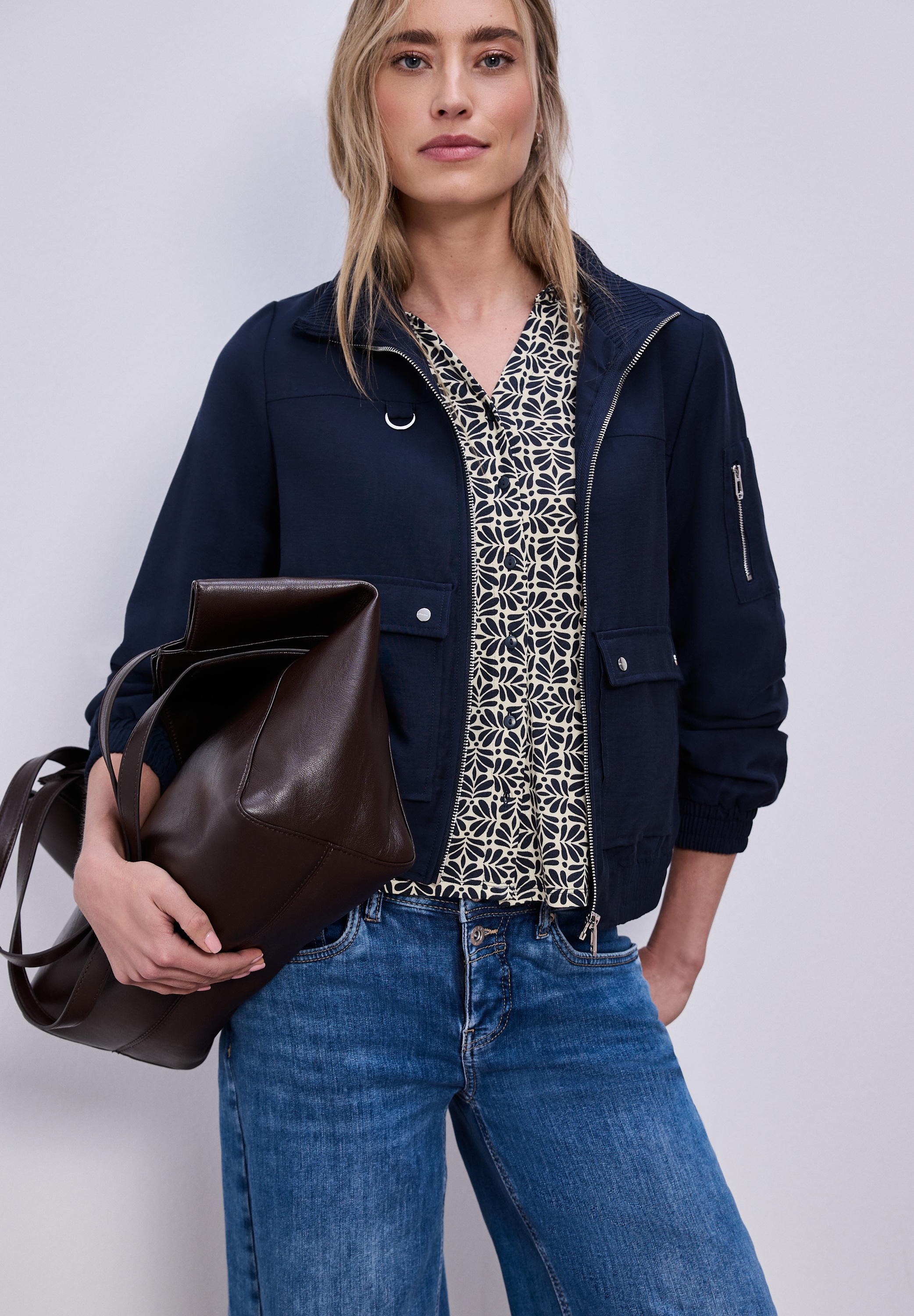 Image of STREET ONE 3/4-Arm-Shirt im Blusen-Look und mit grafischem Muster